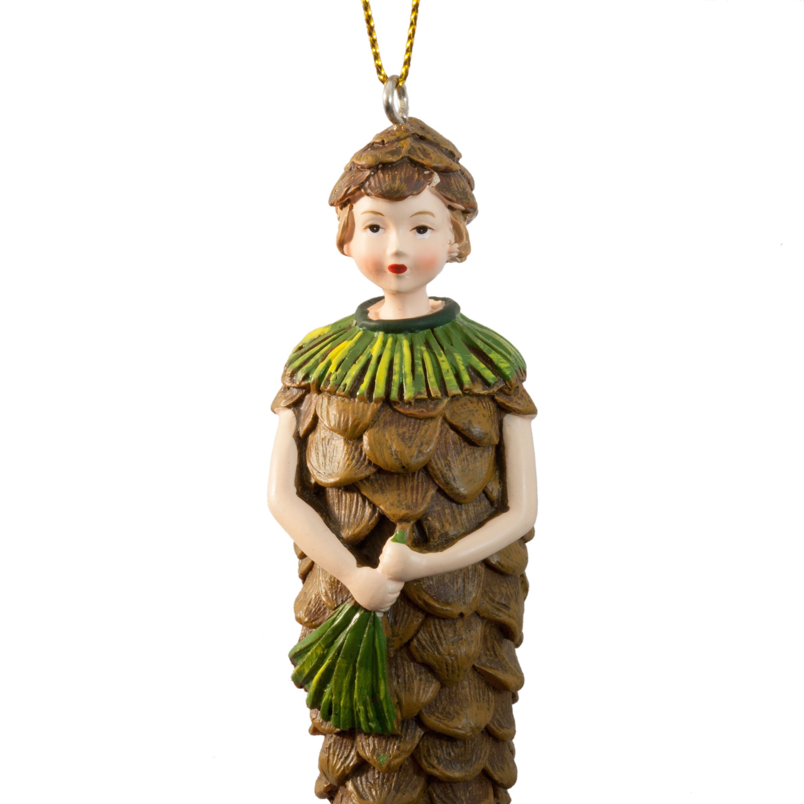 ROSEMARIE SCHULZ Heidelberg Dekofigur Blumenmädchen Zapfen zum Hängen Dekohänger Blumen Deko-Objekt, Handbemalte Figur aus Polyresin – Bild 5 von 5
