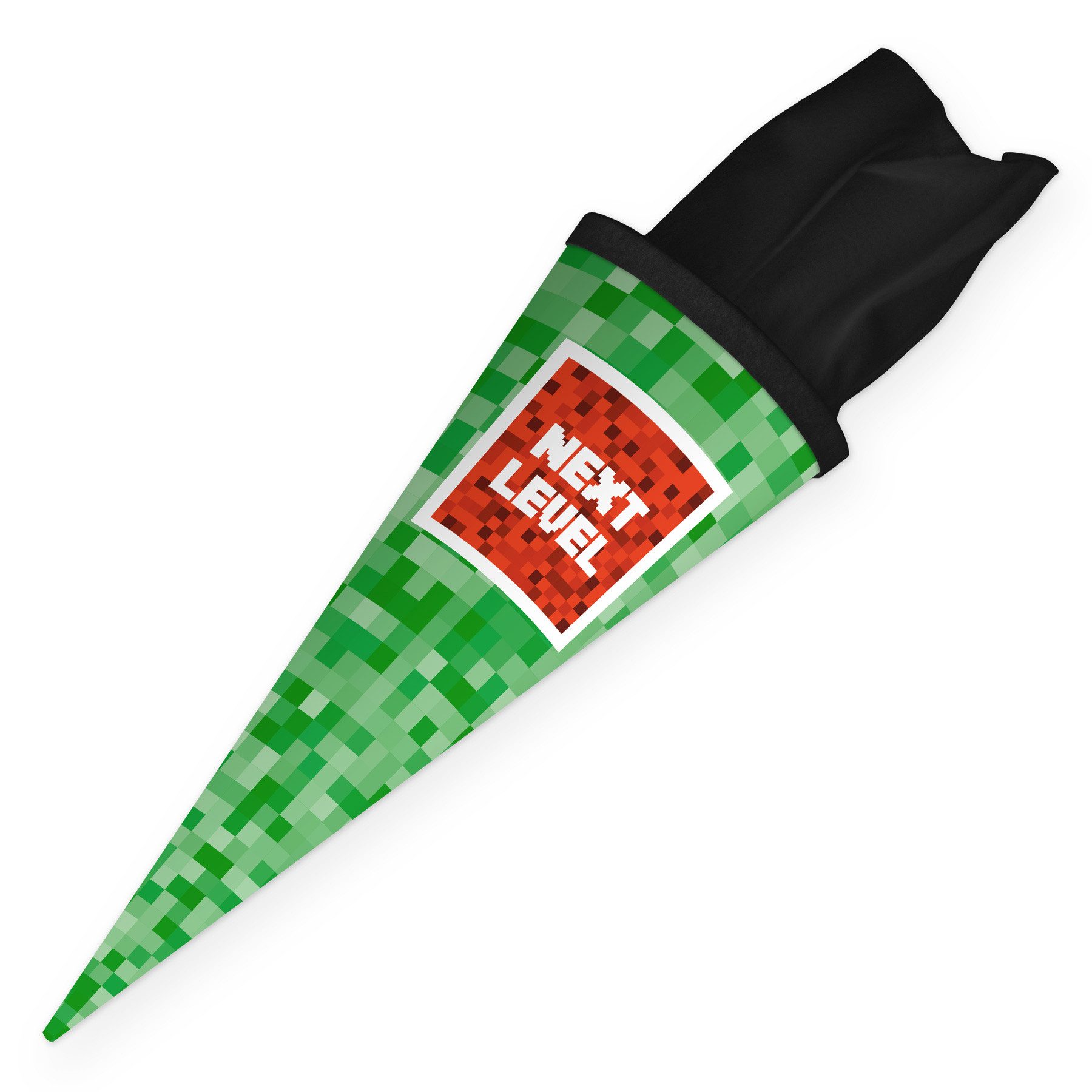 itenga Schultüte itenga Geschwisterschultüte 35cm "Pixel" mit Sticker "Next Level"