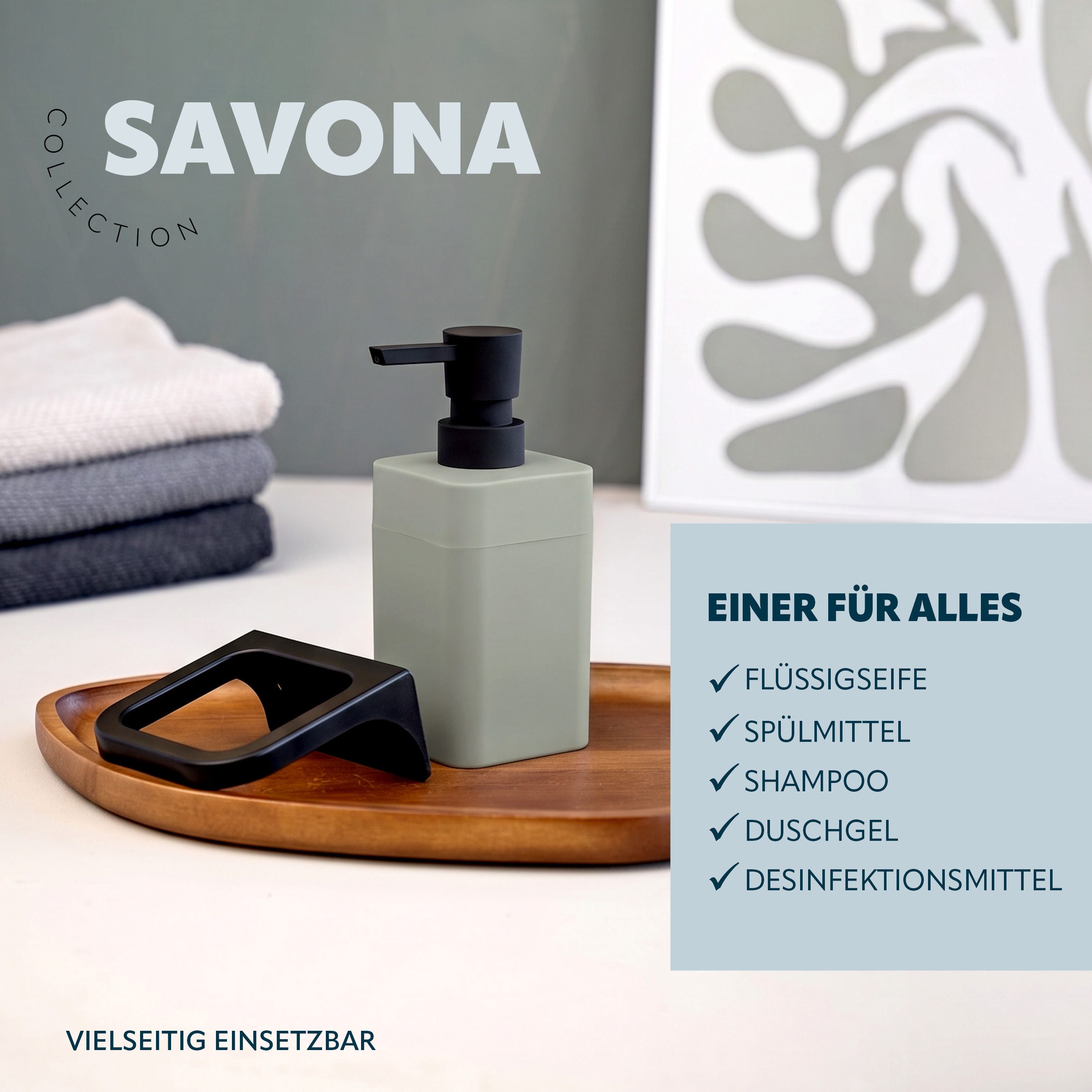 bremermann Seifenspender Bad-Serie SAVONA Softtouch inkl. Wandhalter, eckig – Bild 5 von 5
