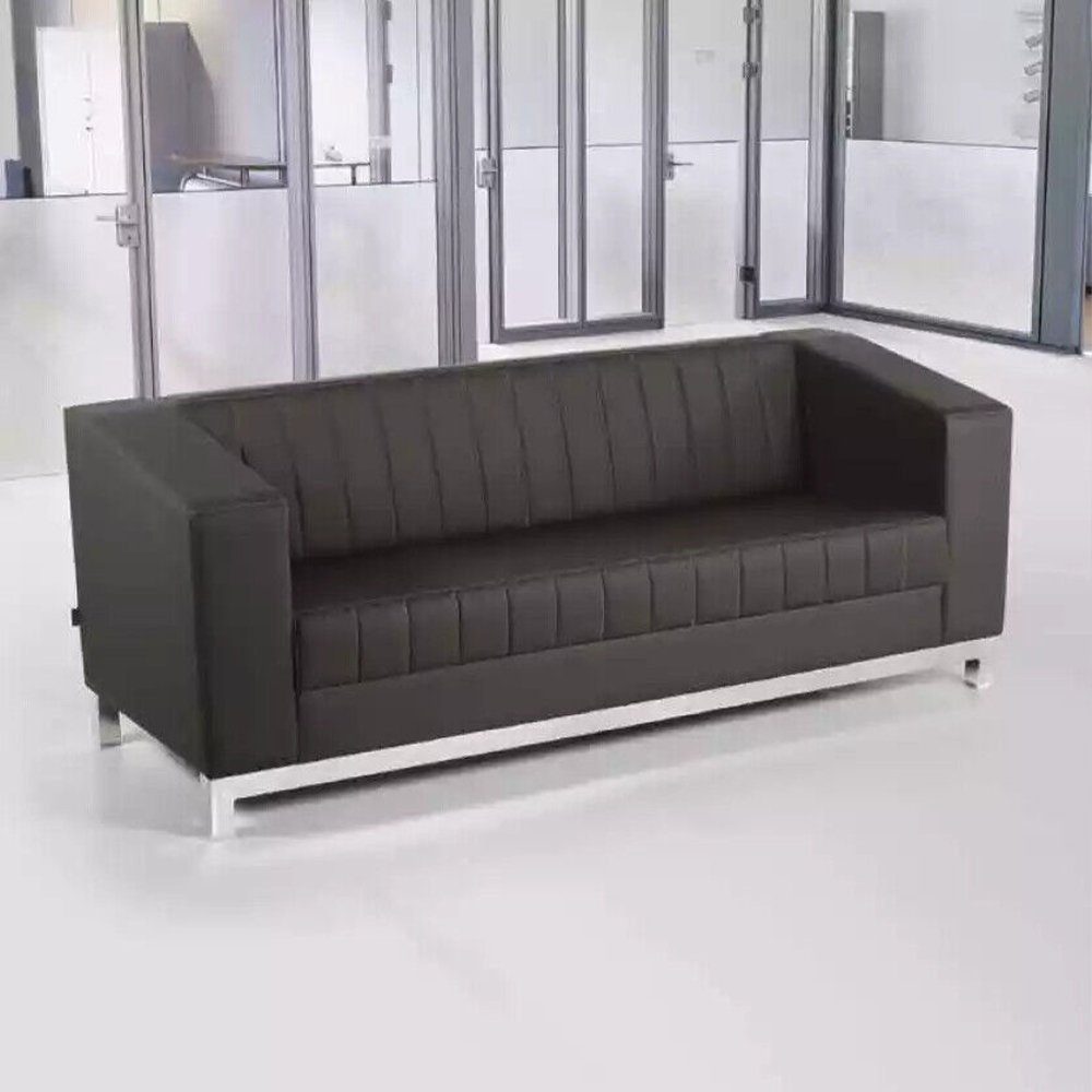 JVmoebel Sofa Moderne Schwarze Couch Dreisitzer Polstercouch Arbeitszimmer Möbel, Made In Europe