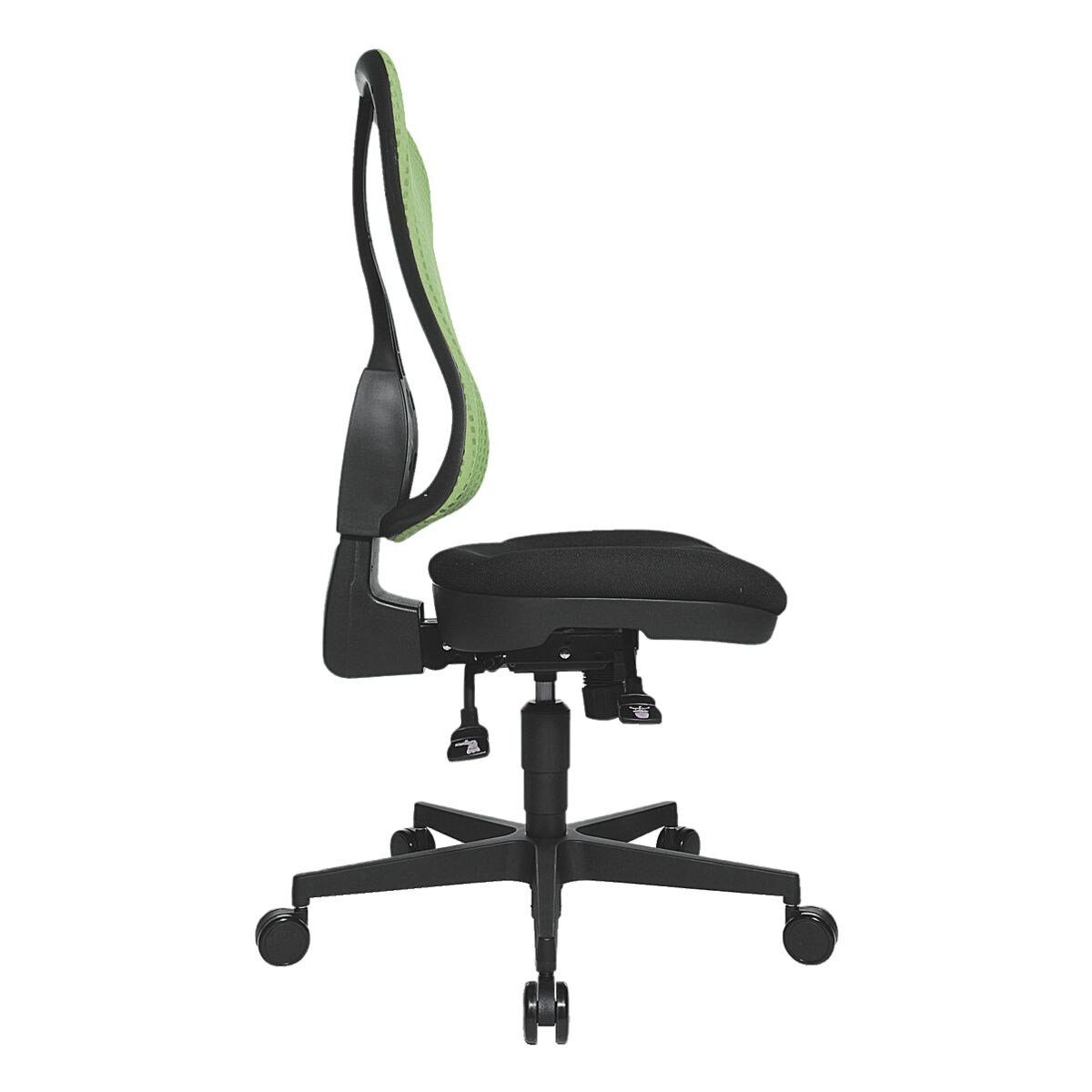 Muldensitz, Punkt-Synchronmechanik, Netzrückenlehne, TOPSTAR Schreibtischstuhl grün (ohne SY, Headpoint Armlehnen)