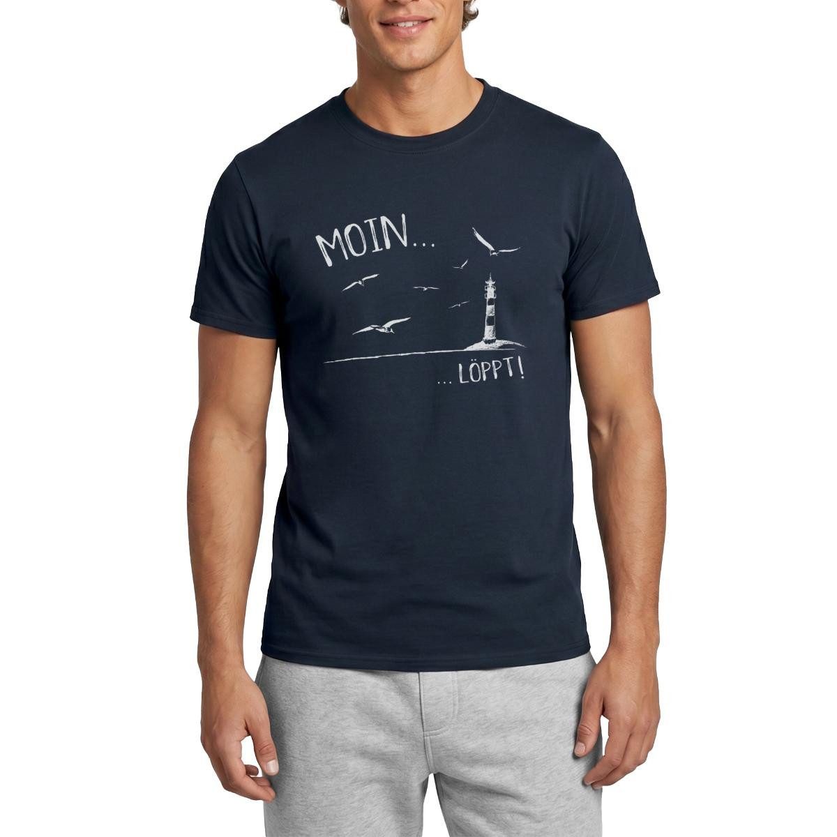 Spreadshirt T-Shirt Moin…Löppt Leuchtturm Küste Norddeutsch Männer T-Shirt (1-tlg)