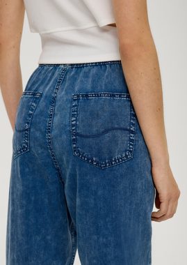 QS 7/8-Hose Ankle-Jeans / Relaxed Fit / High Rise / Semi Wide Leg Waschung, Durchzugkordel
