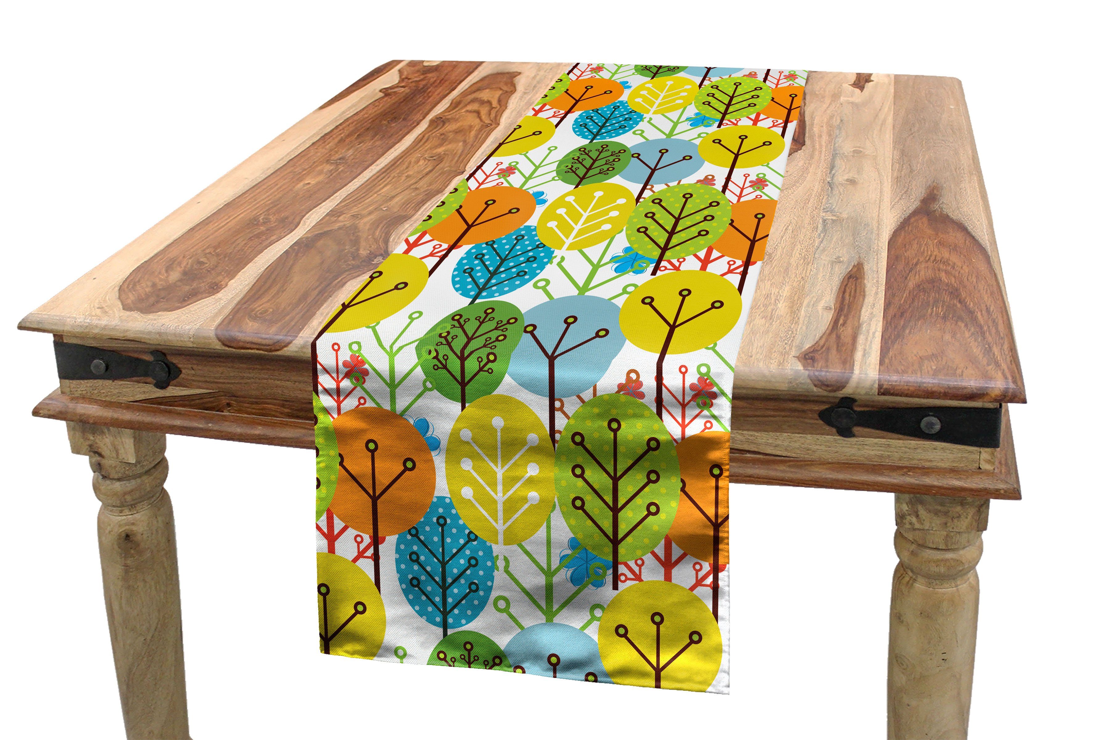 Sommer-Baum-Muster Abakuhaus Tischläufer, Rechteckiger Baby Sute Esszimmer Tischläufer Dekorativer Küche