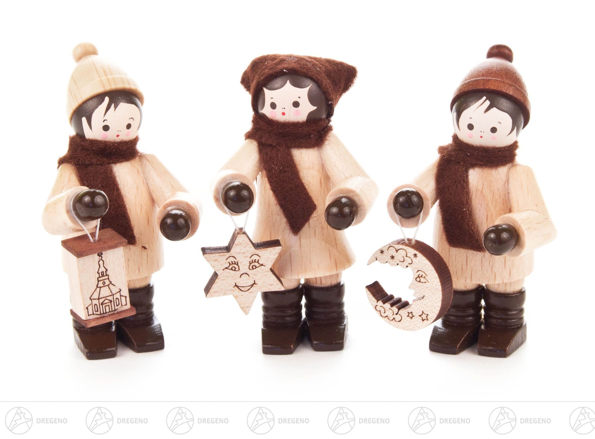 Dregeno Erzgebirge Weihnachtsfigur Weihnachtliche Miniatur Lampionkinder (3) Höhe ca 5,5 cm NEU