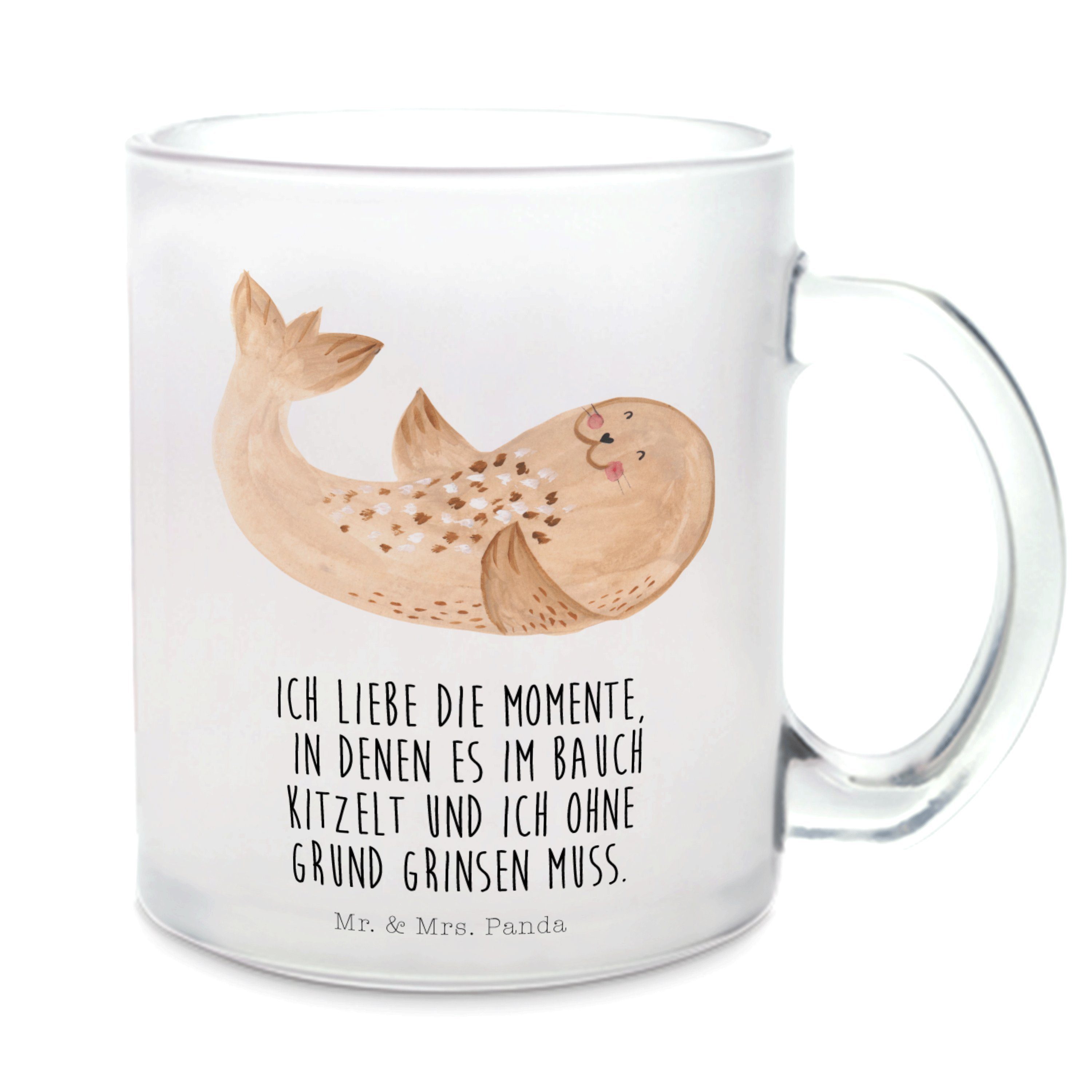 Mr. & Mrs. Panda Teeglas »Robbe liegend Transparent Teetasse