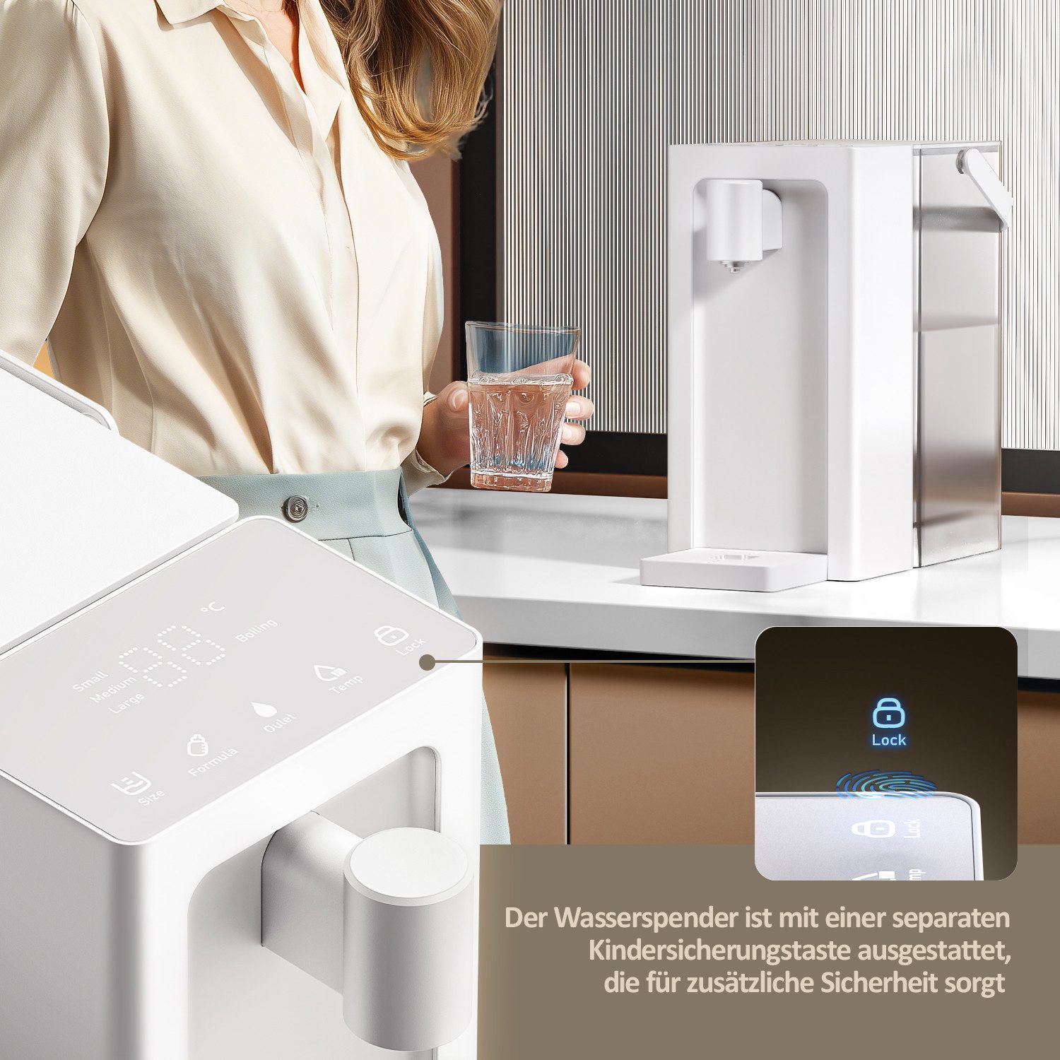 ibettertec Heißwasserspender Wasserkocher, 3 L Temperaturstufen (25-100°C), 2000 W, Wassertank abnehmbar, Touch-Bedienung,Memory-Funktion