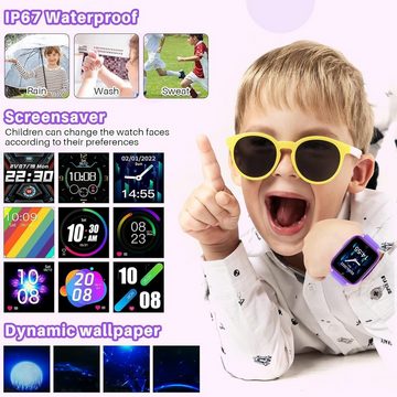 OKYUK Smartwatch (1,69 Zoll, Android, iOS), Telefon mit Video und Telefonanruf, Uhr mit Alarm, Gesichtsentsperrung