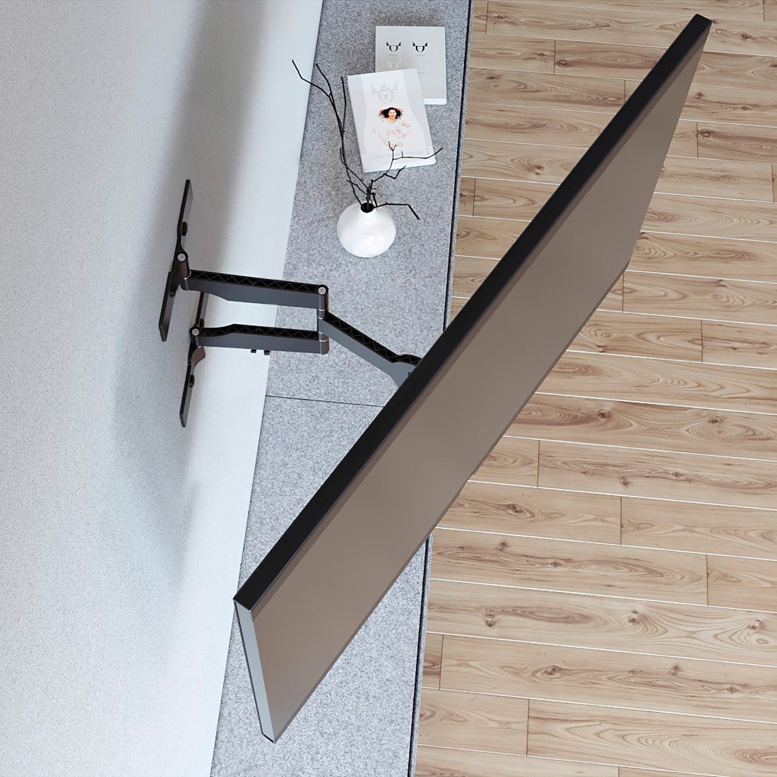 Hama TV-Wandhalterung Halterung, schwenkbar, neigbar, extra flach von 48 - 122 cm, (bis 48 Zoll, (19" - 48), max. 30 kg)