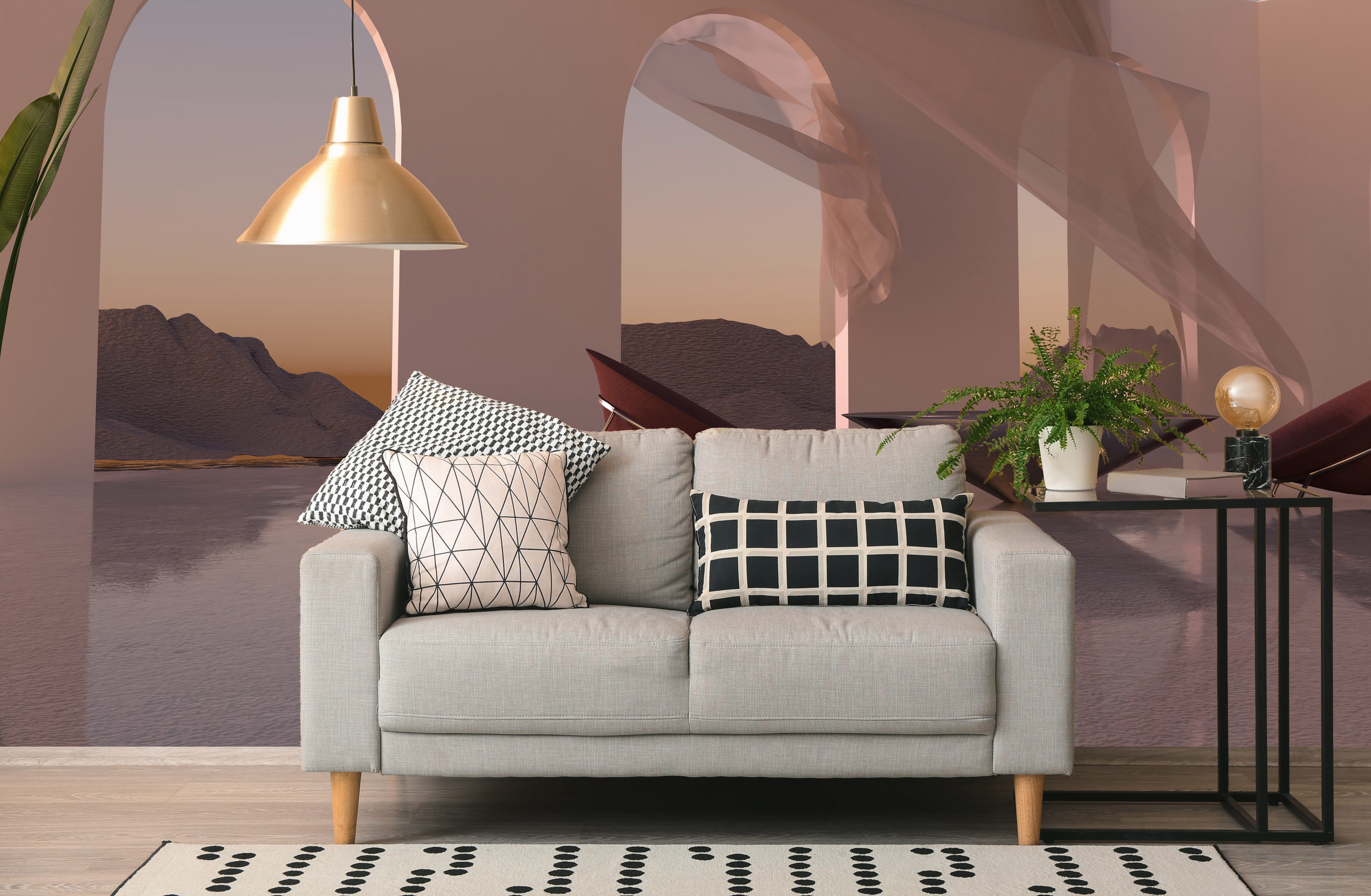 queence Fototapete Dubai, glatt, Motiv, bedruckt, futuristisch, mehrfarbig, realistisch, (4 St), Wandpaneele, selbstklebend, Tapete, Sticker, Wanddeko, XXL-Fotomotiv