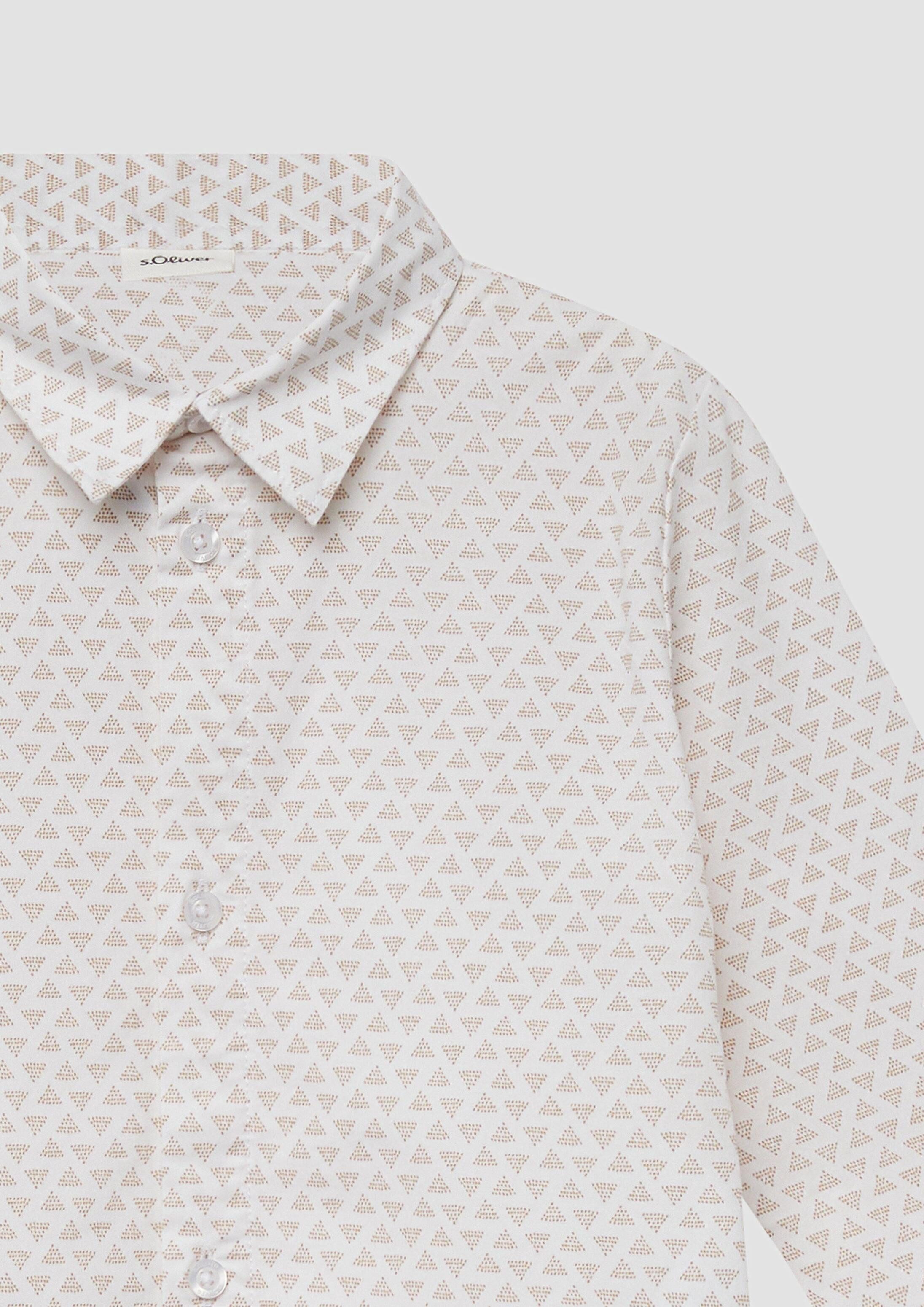 s.Oliver Langarmhemd Hemd Popeline-Hemd mit All-over-Print im Slim Fit
