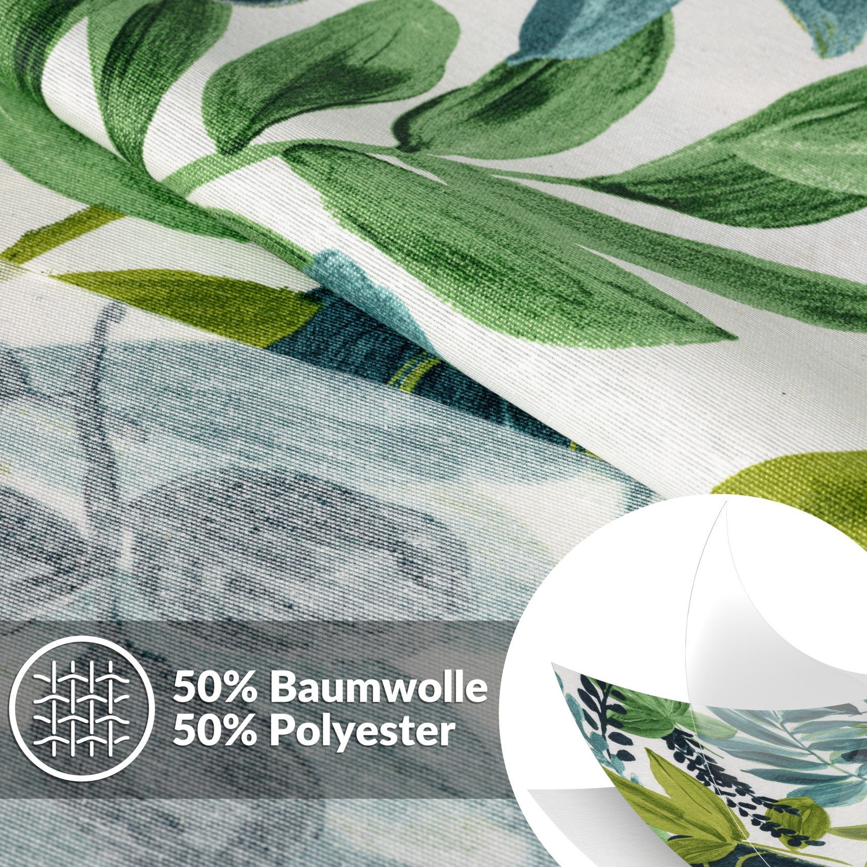 ANRO Tischdecke abwaschbar Tischtuch Baumwolle Polyester wasserabweisend (Einzelstück 1-tlg), Schmutzabweisend Botanik Grüntöne 100x140cm