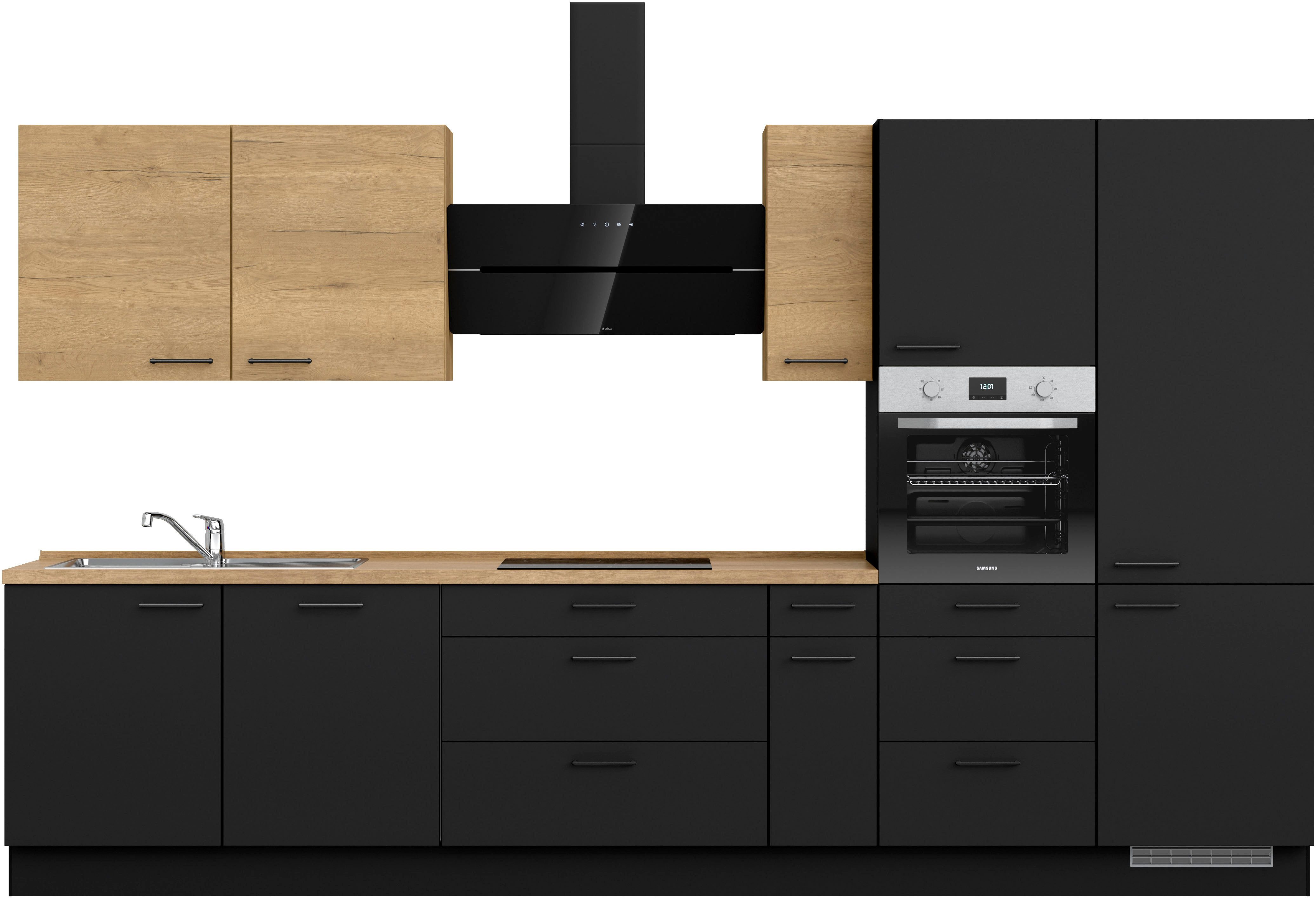 nobilia® Küchenzeile "MIAMI", NEU: individuell anpassbar mit gratis Profi-Beratung, vormontiert, Breite 360 cm, Ausrichtung wählbar, wahlw. mit E-Geräten
