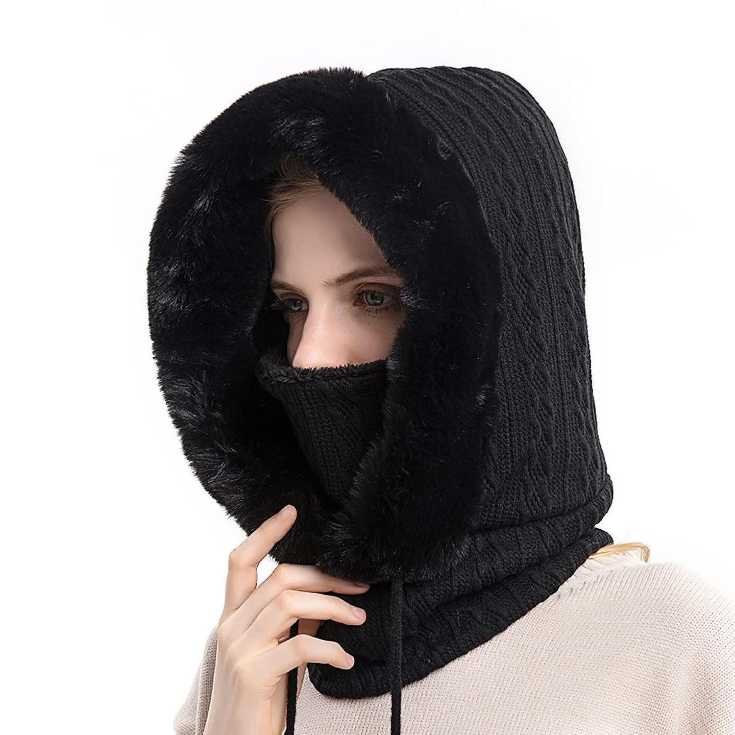 Sturmhaube Sturmhaube Balaclava Gesichtsmaske Damen Einheitsgröße A-Schwarz-01