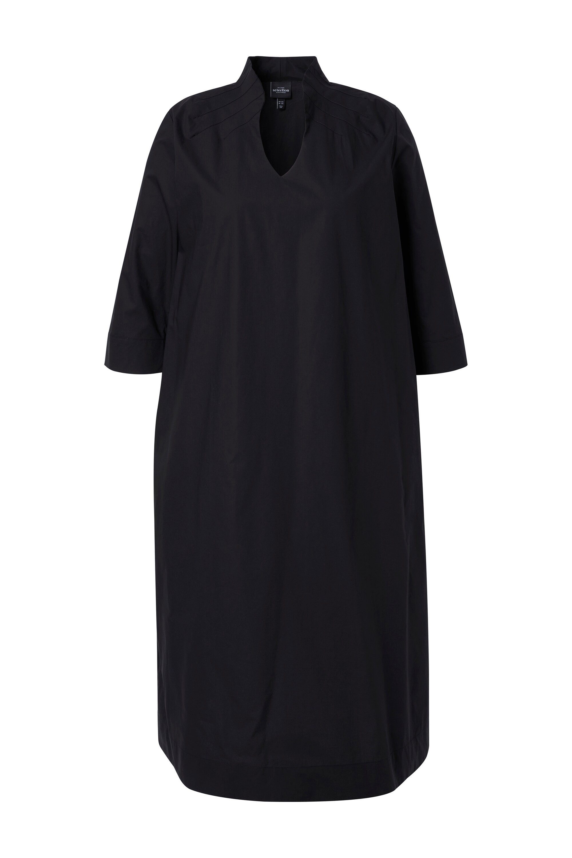 Ulla Popken Midikleid Midikleid Papertouch A-Linie Kelchkragen 3/4-Arm