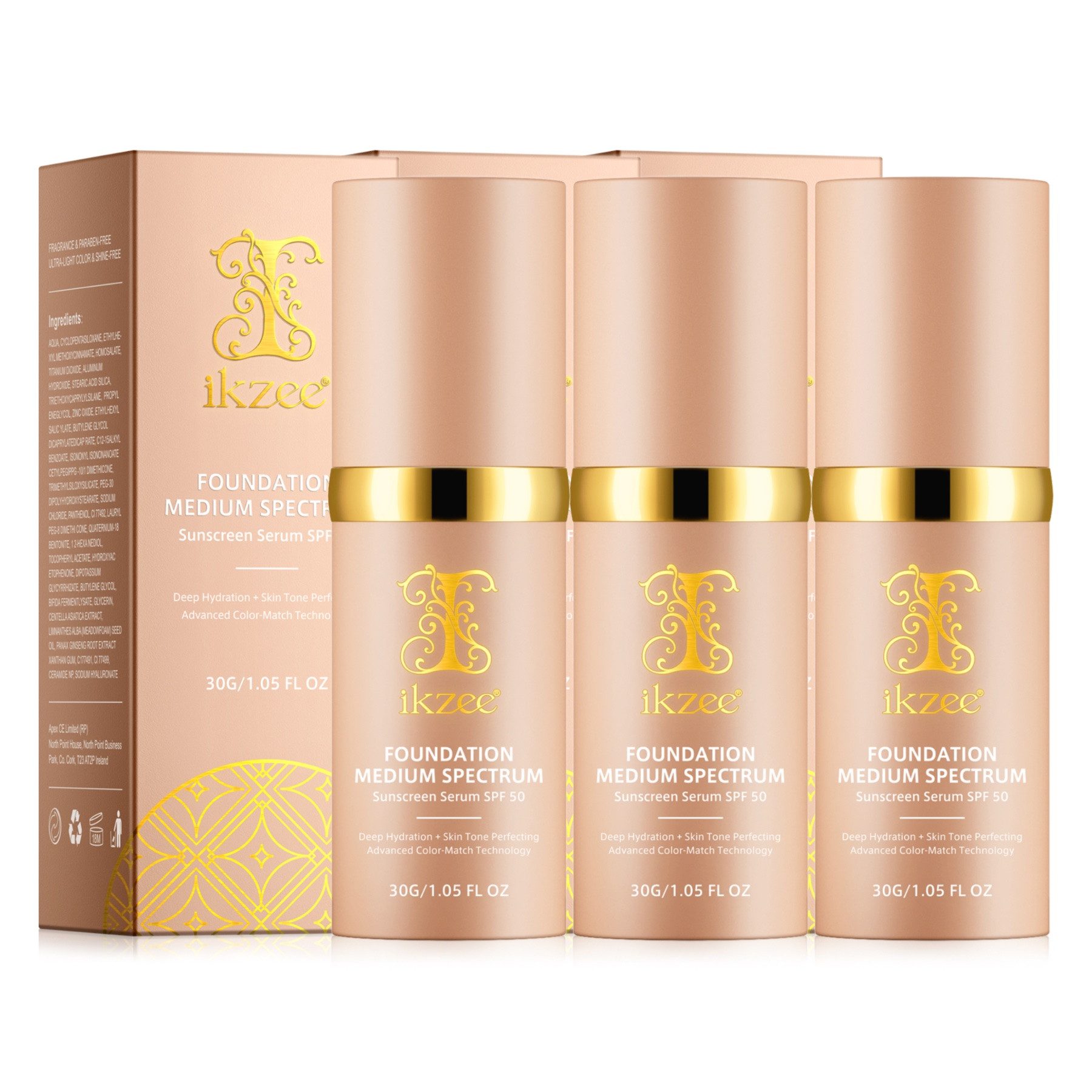 P-Beauty Cosmetic Accessories Sonnenschutzcreme SPF 50 Sonnenschutz Sonnencreme Foundation UV-Schutz Anti-Aging, 3-tlg., Sonnenschutzcreme, SPF50, Foundation