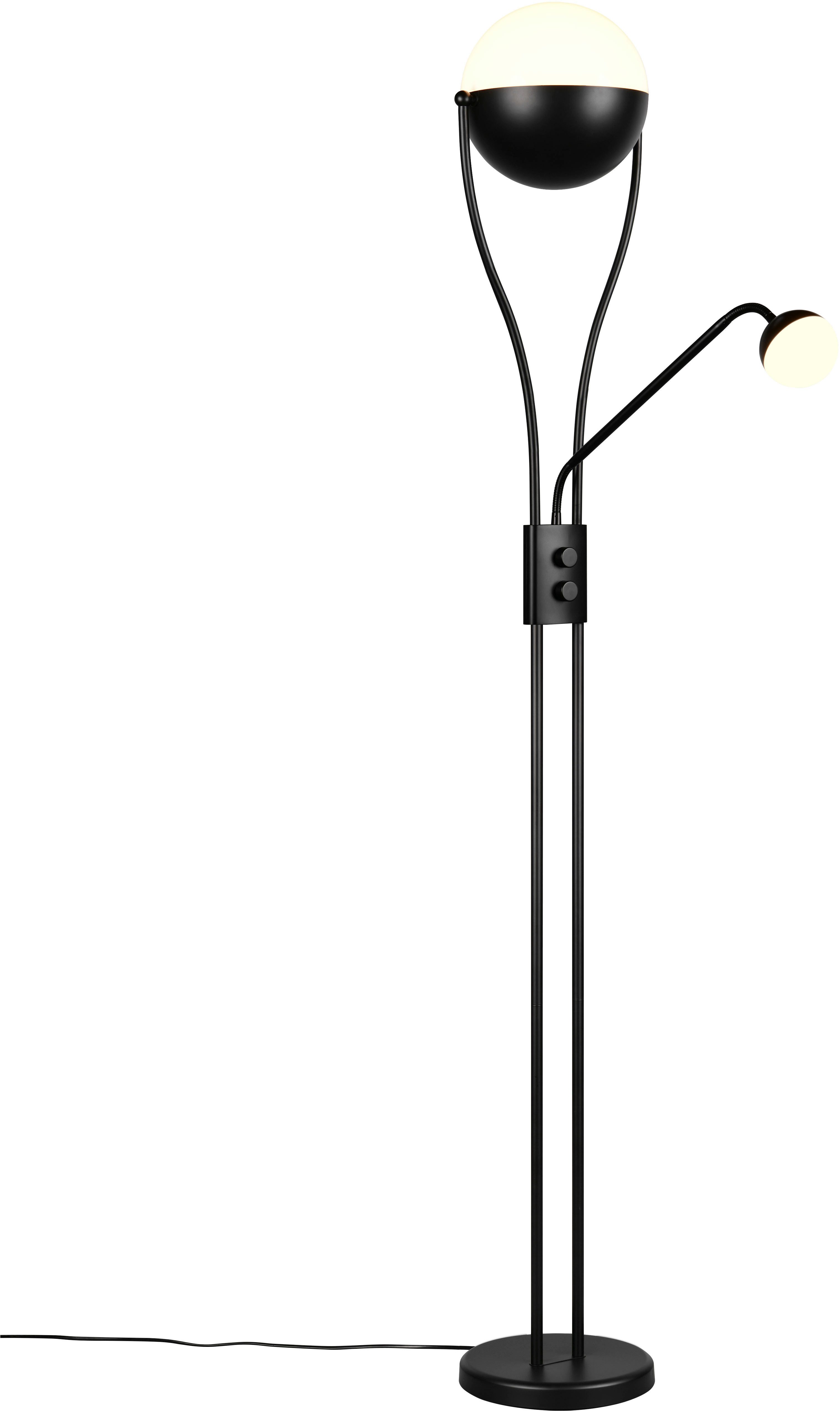 TRIO Leuchten LED Stehlampe CHRIS, LED Stehleuchte, mit Lesearm, Drehdimmer, Dimmfunktion, Lesearm, getrennt schaltbar, LED fest integriert, Warmweiß, flexibles Leselicht getrennt schalten + dimmen, warmweißes Licht 3000K
