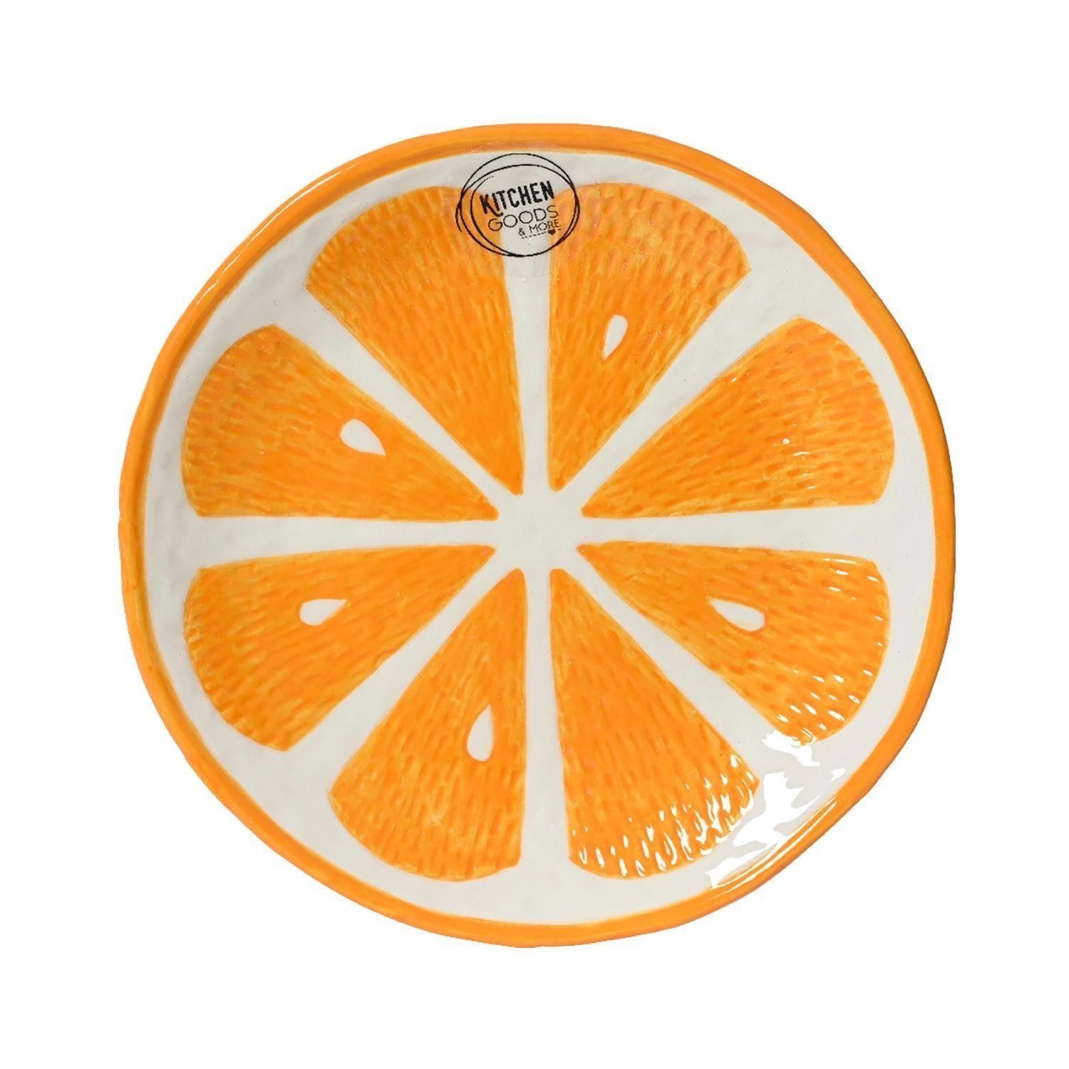 Kaemingk Dessertteller CITRI, Ø 16 cm, Orange, Weiß, (1 St), Dolomit, Orangenform