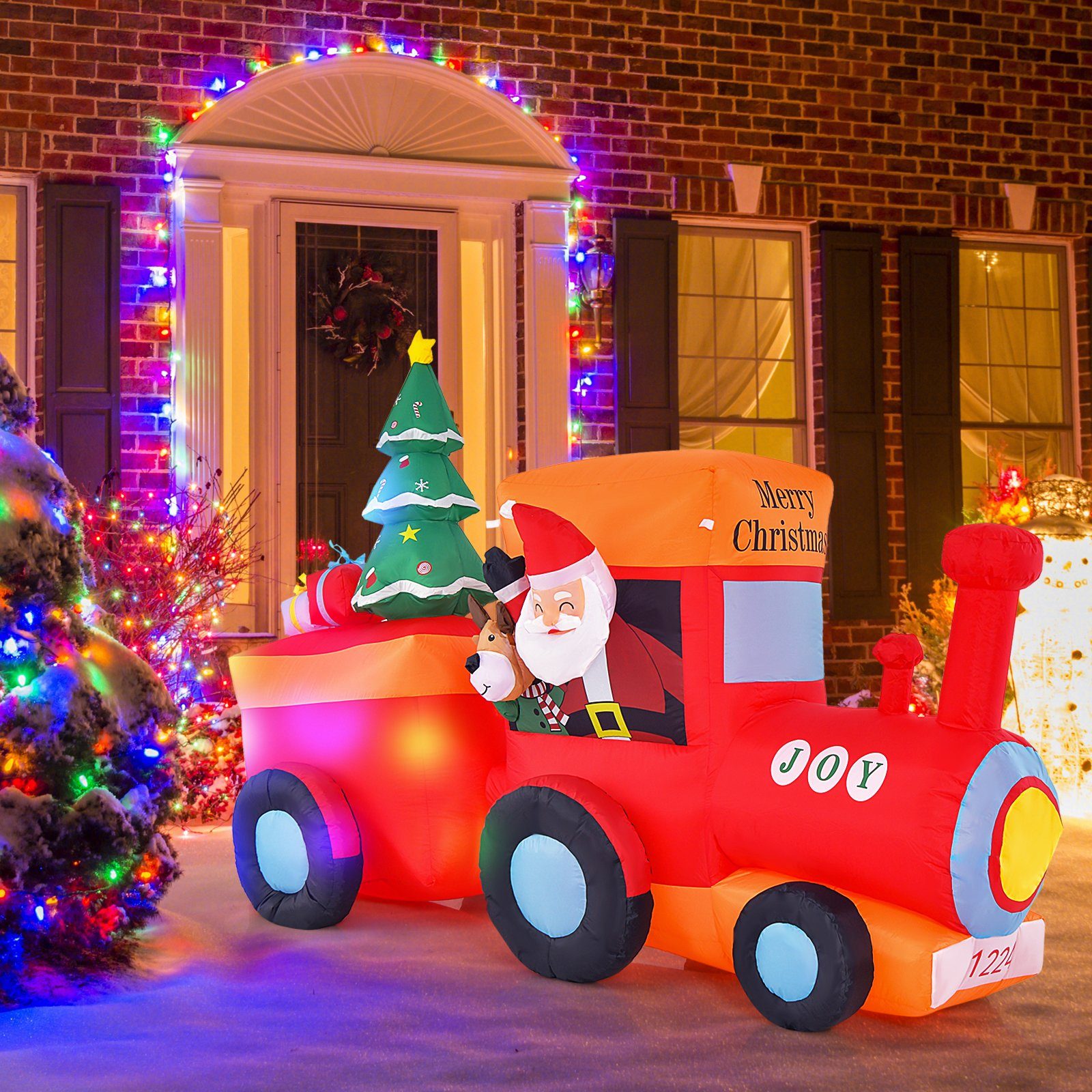 Weihnachten Deko Weihnachtsmann, LED COSTWAY Aufblasbare Weihnachtsfigur
