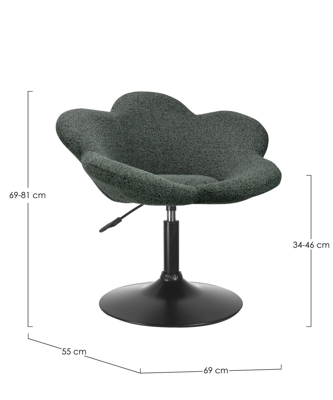 Bizzotto Stuhl Fleur 2er-Set, Schwarz / Dunkelgrün, Höhenverstellbar