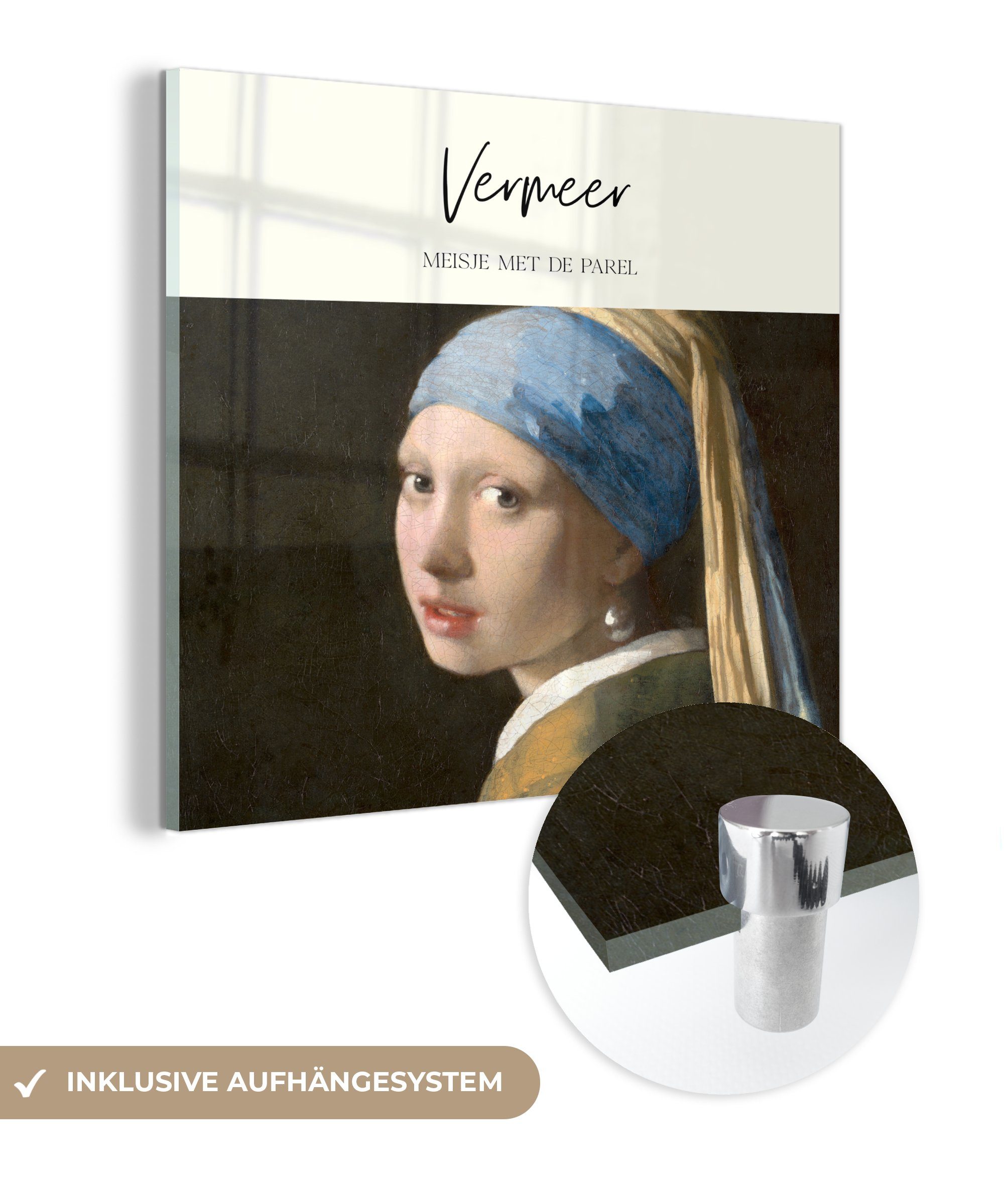 MuchoWow Acrylglasbild Das Mädchen mit Glasbilder Alte auf Wandbild Foto St), Johannes - Wanddekoration Glas - Vermeer - - - auf Meister, Glas (1 Perlenohrring Bilder dem