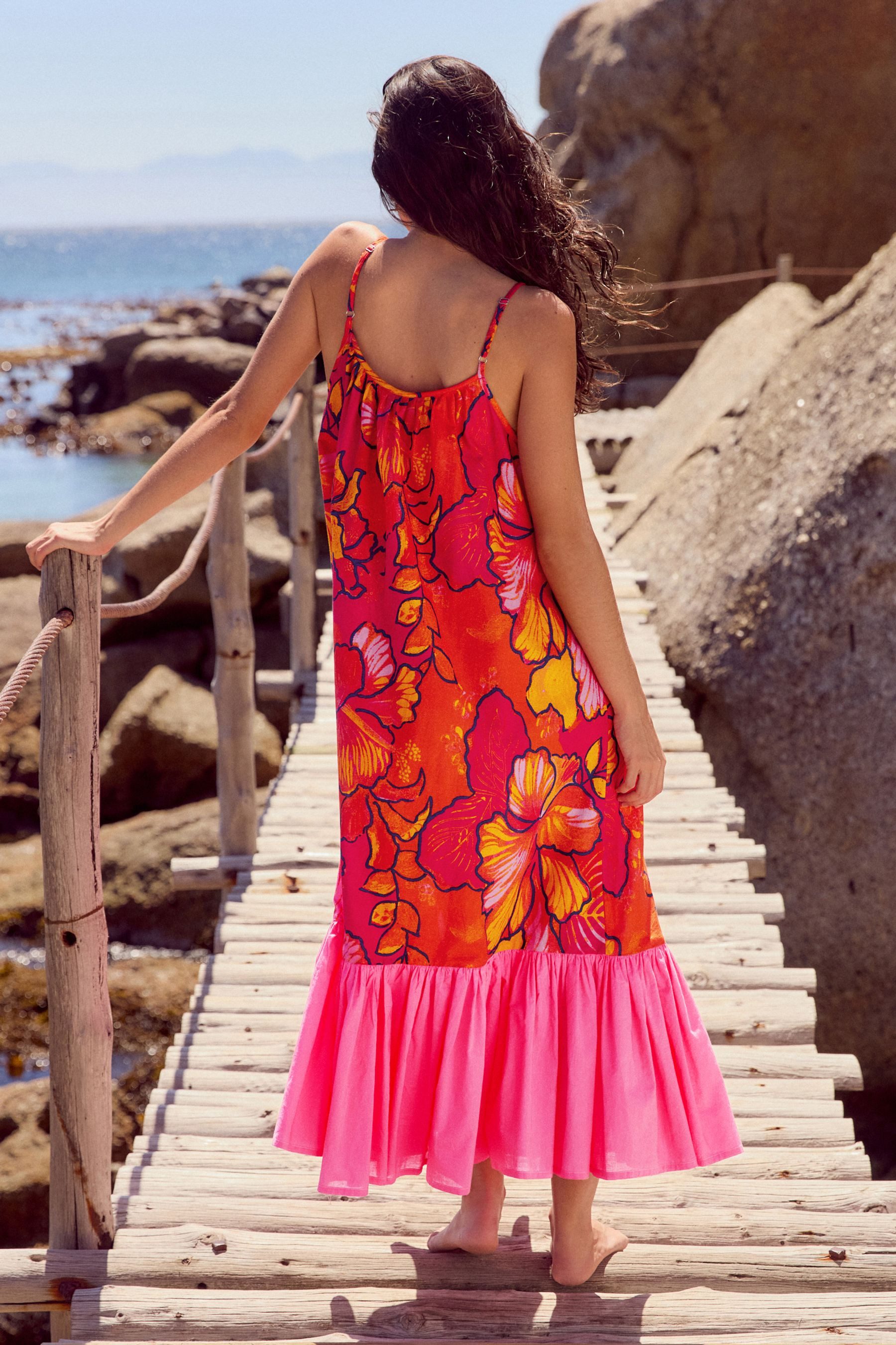 Next Midikleid Gestuftes Midi-Trägerkleid aus 100 % günstig online kaufen