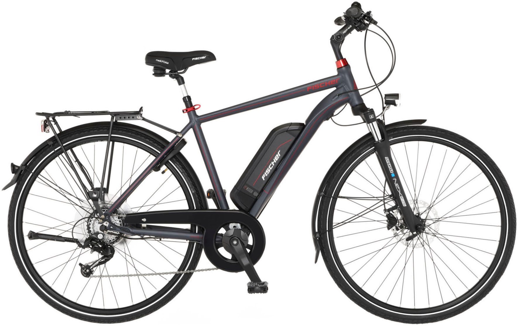 FISCHER Fahrrad E-Bike Trekkingrad VIATOR 1.0 Diamant 50, 8 Gang Shimano Acera Schaltwerk, Kettenschaltung, Heckmotor, 418 Wh, (mit integr. Rahmenschloss), Pedelec, Elektrofahrrad für Damen u. Herren