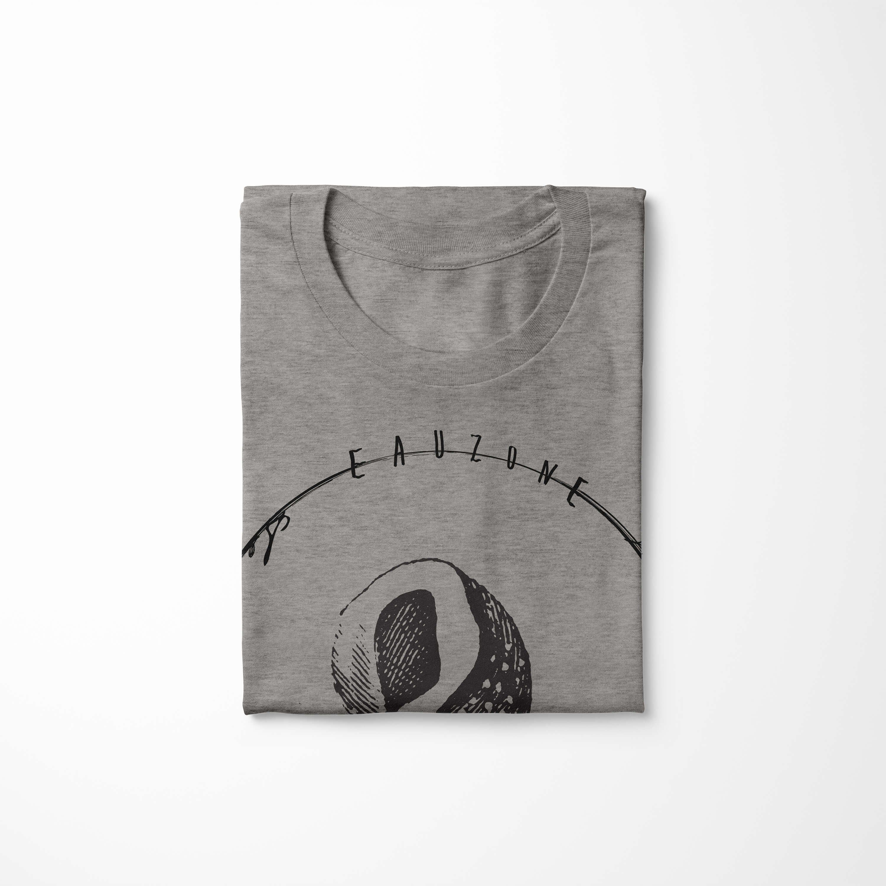Sinus Art T-Shirt / sportlicher Creatures, T-Shirt Tiefsee Ash Fische - Serie: Struktur Sea Schnitt feine und 006 Sea