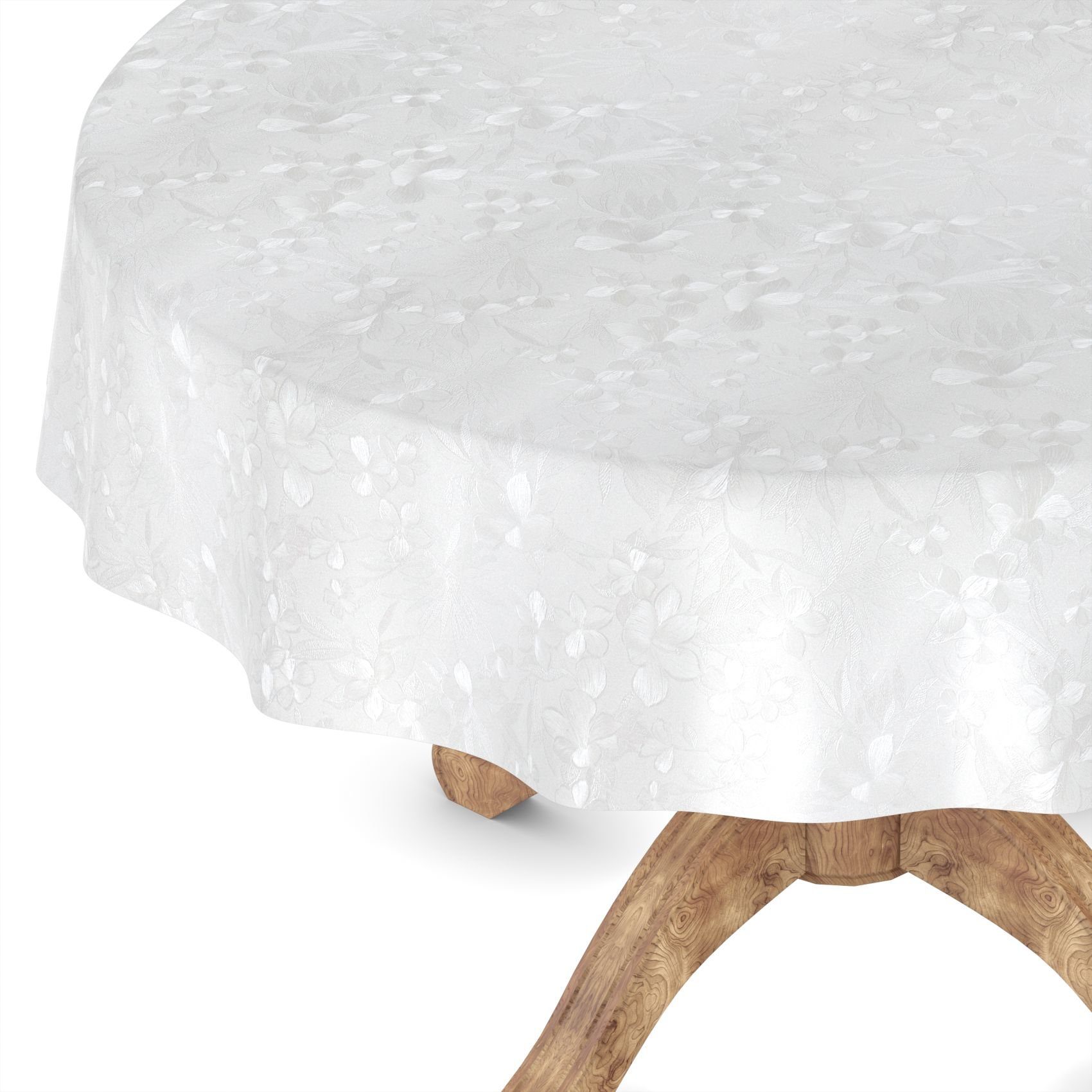 ANRO Tischdecke Wachstuchtischdecke Gartentischdecke Wachstischdecke (Einzelstück 1-tlg), Damast Rund 100cm wasserabweisend