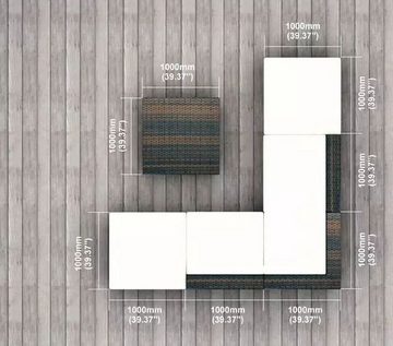 PureHaven Gartenlounge-Set Rattangarnitur 300x300 cm elegant geformt
