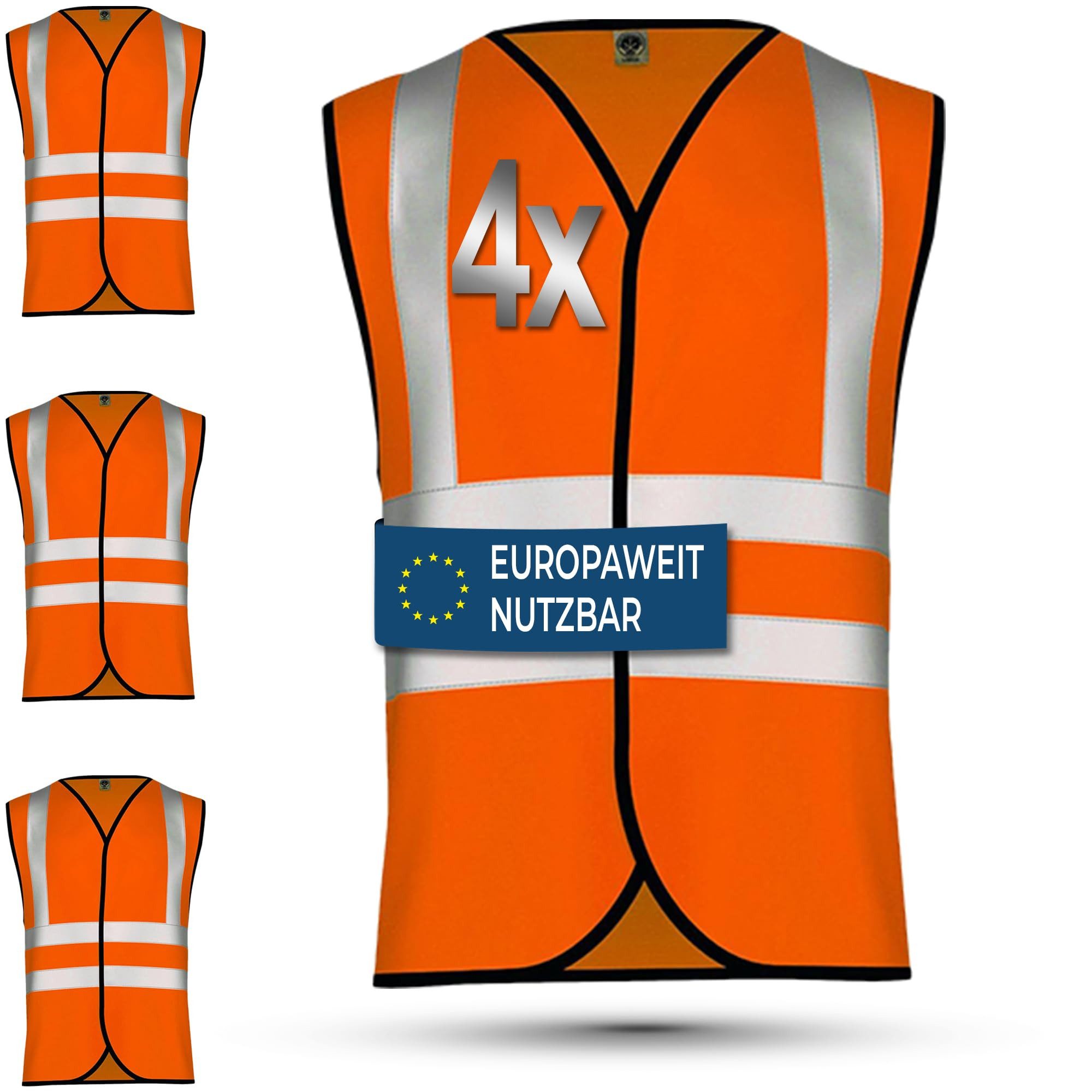 OMKA Warnweste OKWW001 12er-Pack (Spar-Set, 12er-Pack) 12x Warnweste Sicherheitsweste Auto Sicherheitswarnweste Pannenweste