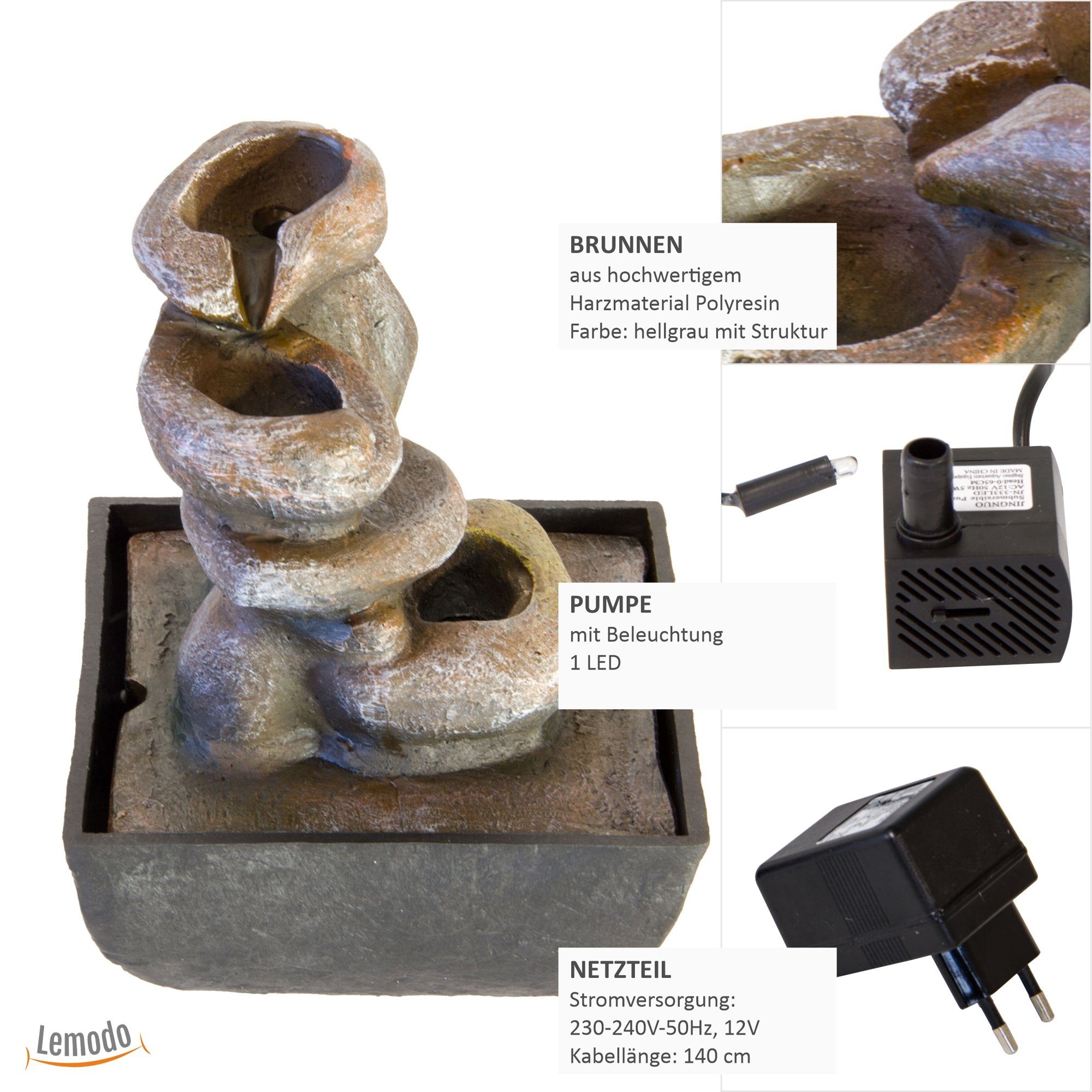 Lemodo Zimmerbrunnen Tischbrunnen Steine, Wasserspiel mit günstig online kaufen