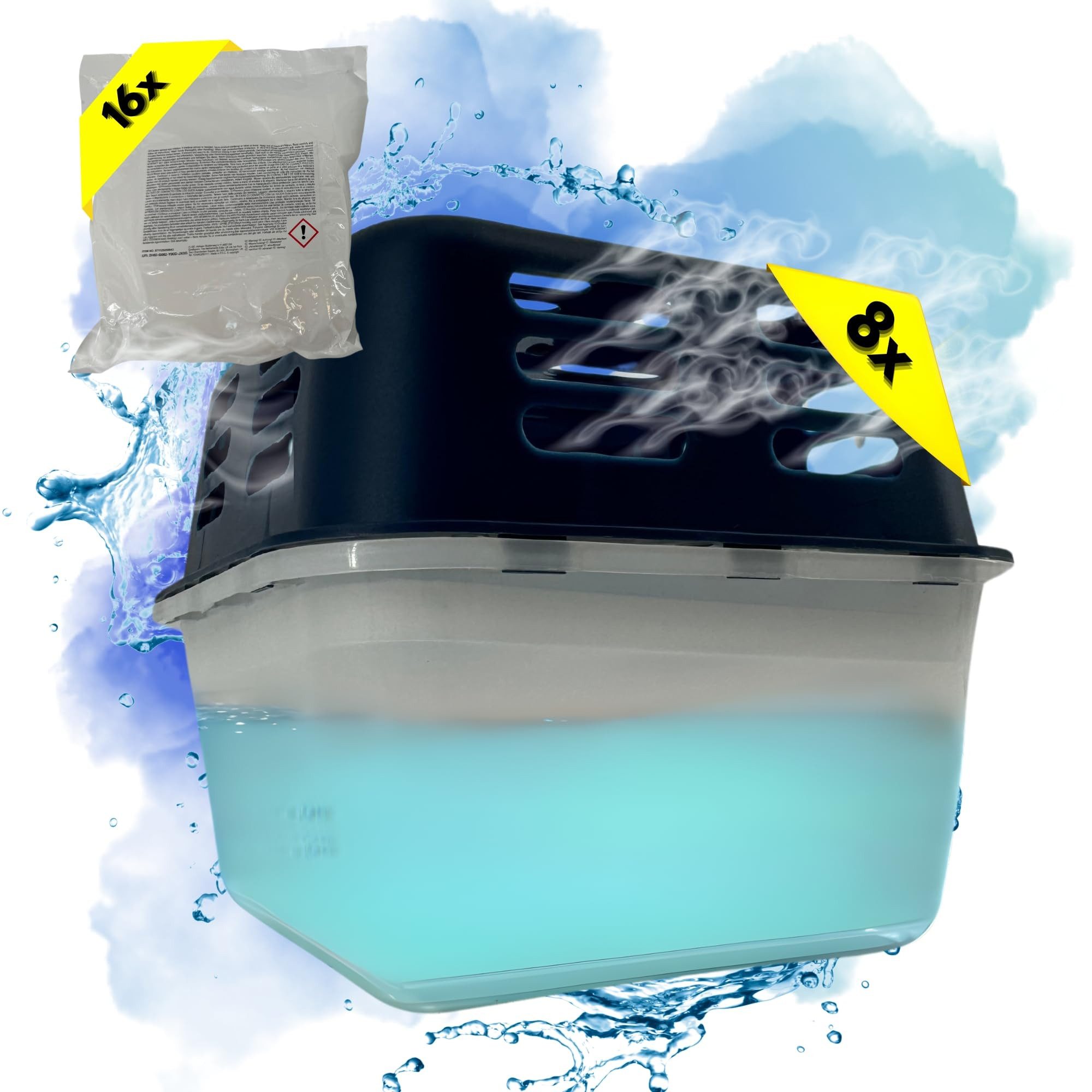 TronicXL Granulat-Luftentfeuchter 8 Luftentfeuchter Granulat 16 Nachfüllpack Raumentfeuchter für Keller, Luft Entfeuchter zu Hause Räume Feuchtigkeitsabsorber