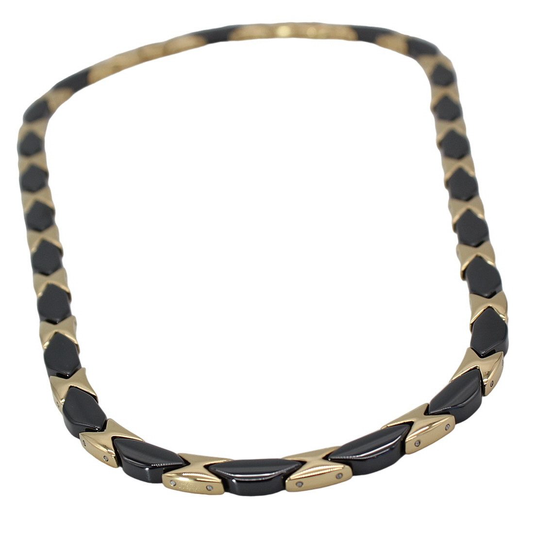 ELLAWIL Collier Klassisches Basic Collier aus Keramik und Edelstahl Schwarz / Gold (Kettenlänge 48 cm), inklusive Geschenkschachtel