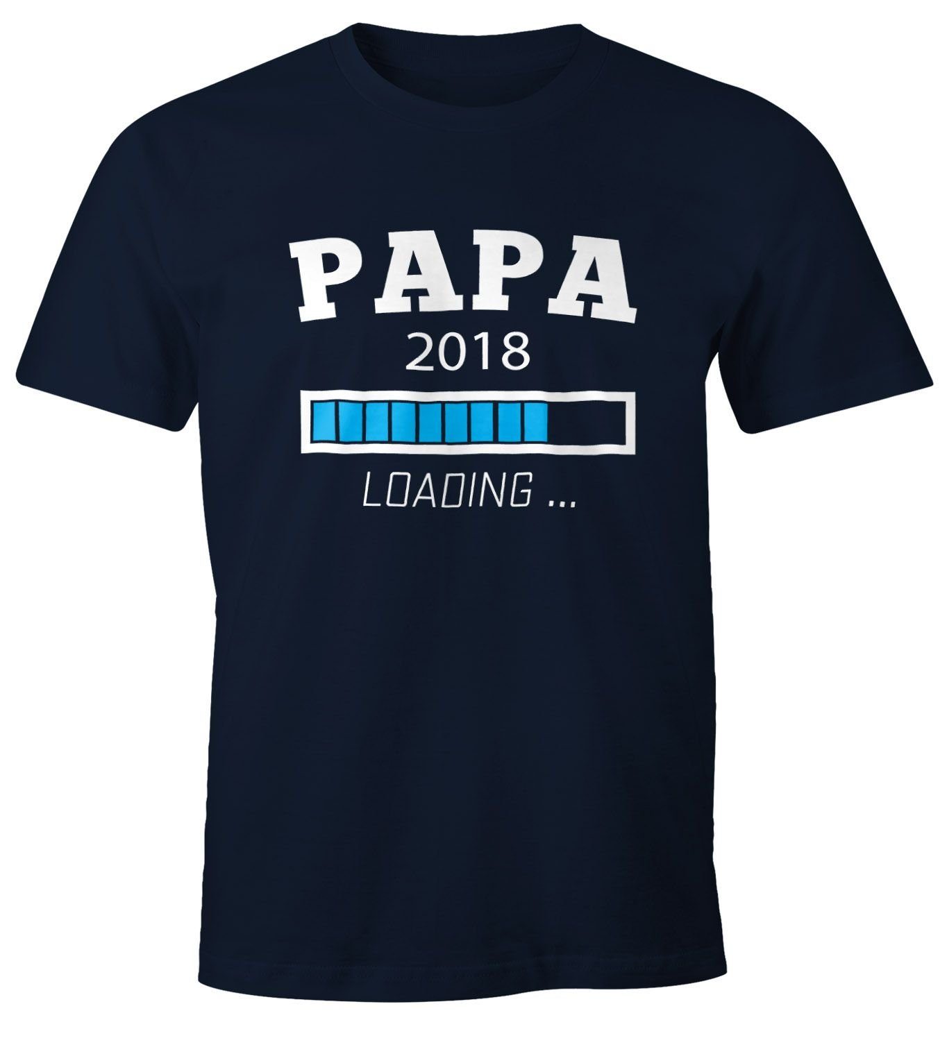MoonWorks Print-Shirt Papa 2018 Loading Shirt Herren T-Shirt Moonworks® mit Print navy