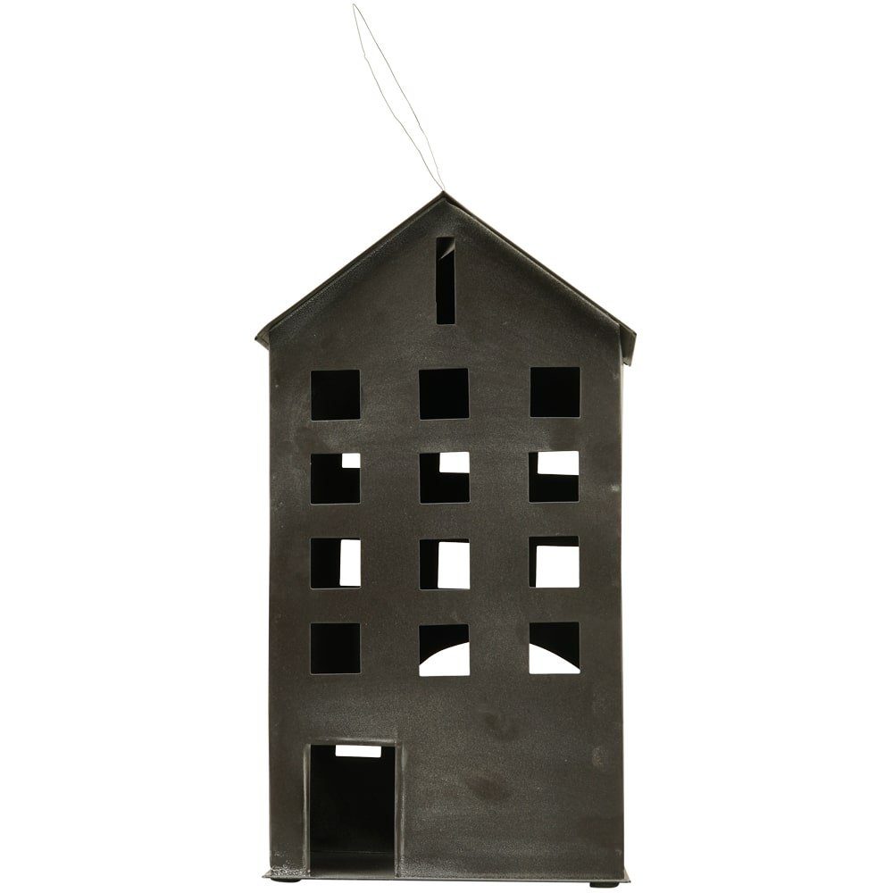Kerzenhalter Windlichter Häuschen Haus Fenster Teelichthalter schwarz 35,5 cm