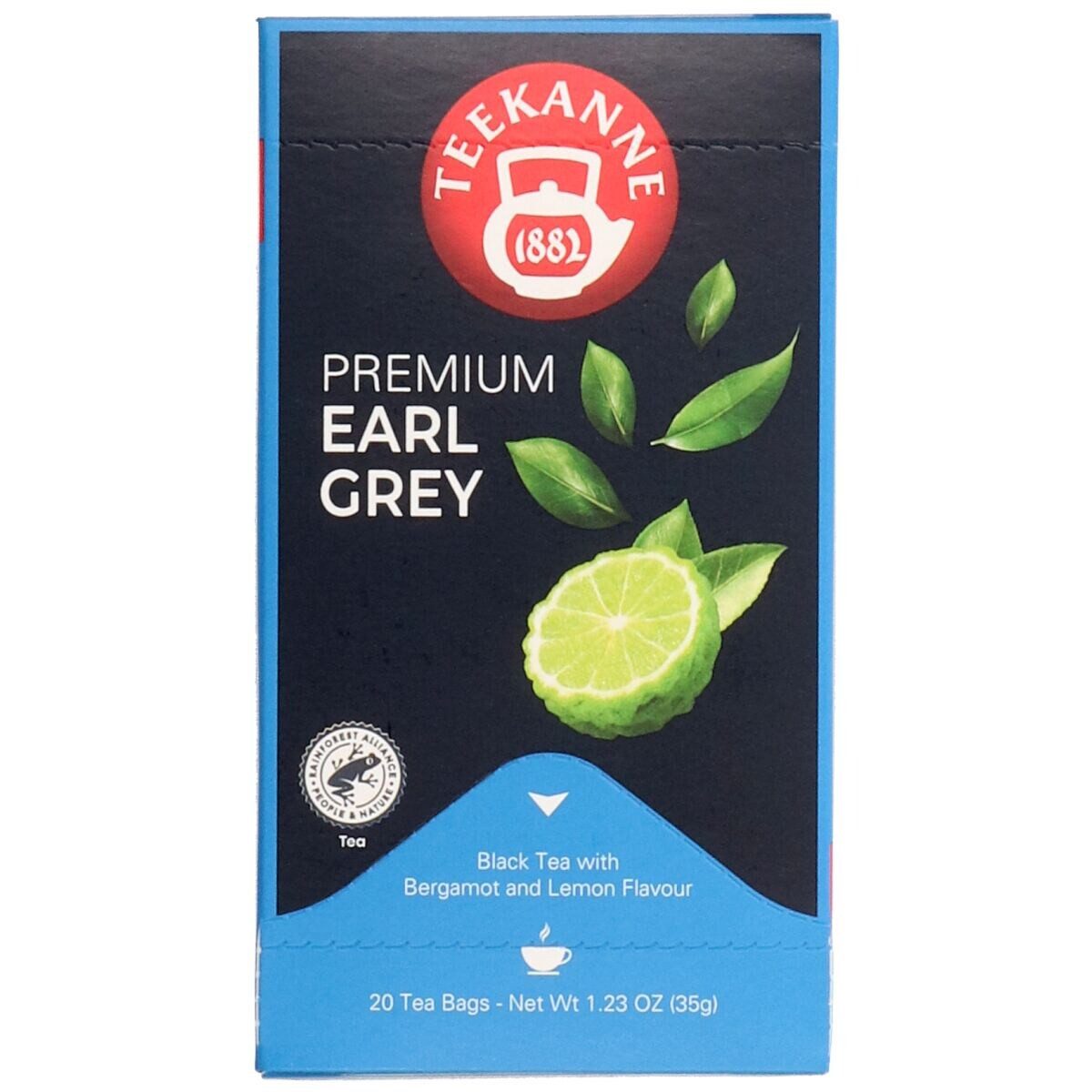 TEEKANNE Tee Premium - Earl Grey, 20 Beutel, Schwarzer Tee mit Bergamotte und Zitronen-Geschmack