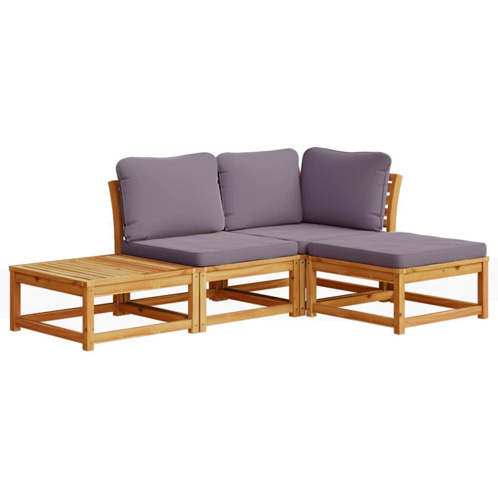 vidaXL Sofaelement 4-tlg. Garten-Lounge-Set mit Kissen Massivholz (1 St)