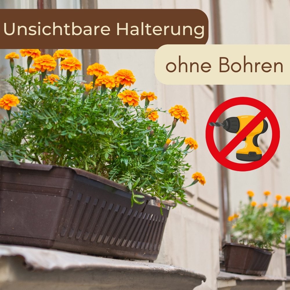 GarPet Blumenkastenhalter Blumenkastenhalterung ohne Bohren Blumenkastenhalter Fensterbank Außen