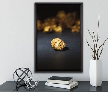 Pixxprint Leinwandbild Goldnugget, Wanddekoration (1 St), Leinwandbild fertig bespannt, in einem Schattenfugen-Bilderrahmen gefasst, inkl. Zackenaufhänger