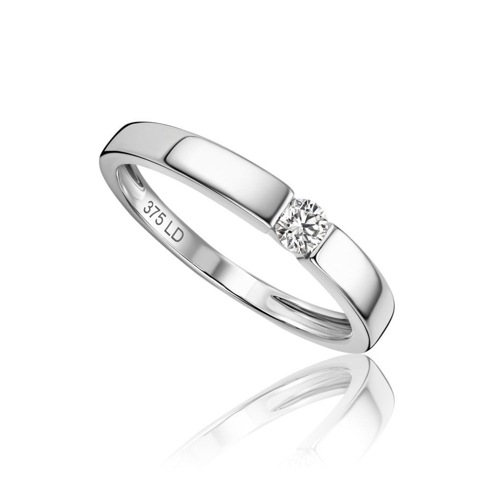 Miore Verlobungsring für Damen 9K (375) Weißgold mit Solitär Diamant 0,05 oder 0,10 ct, in Spannfassung - Echtgold