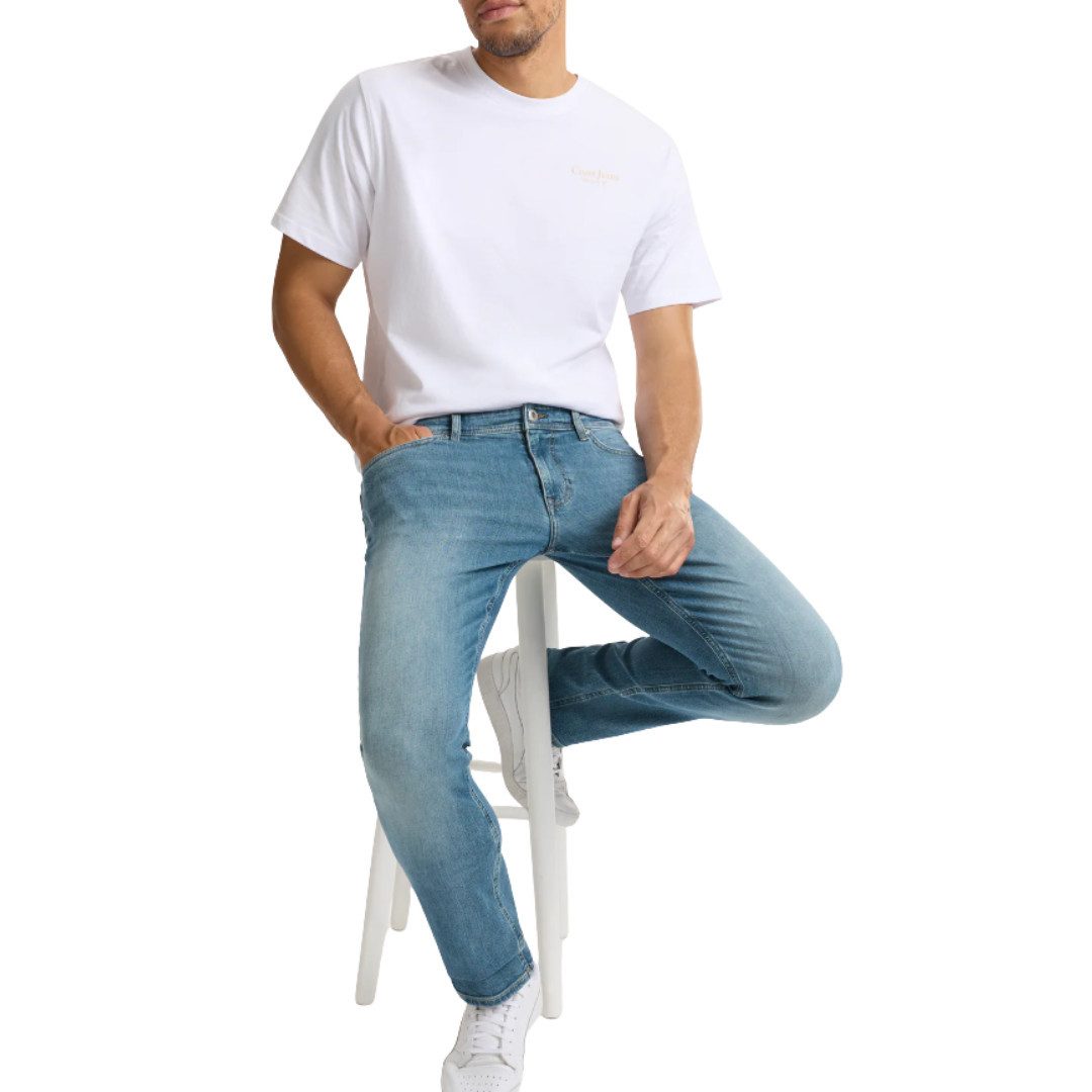 CROSS JEANS® Regular-fit-Jeans Dylan E195-159 Mid Blue 5-Pocket Style