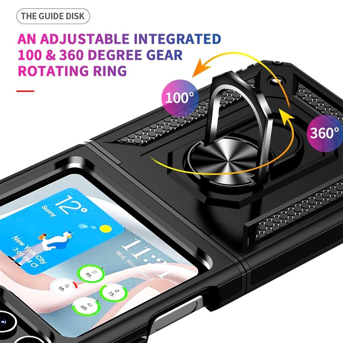 CoolGadget Handyhülle Armor Shield Case für Samsung Galaxy Z Flip 5 6,7 Zoll, Outdoor Cover Magnet Ringhalterung Handy Hülle für Galaxy Z Flip 5 5G – Bild 5 von 5