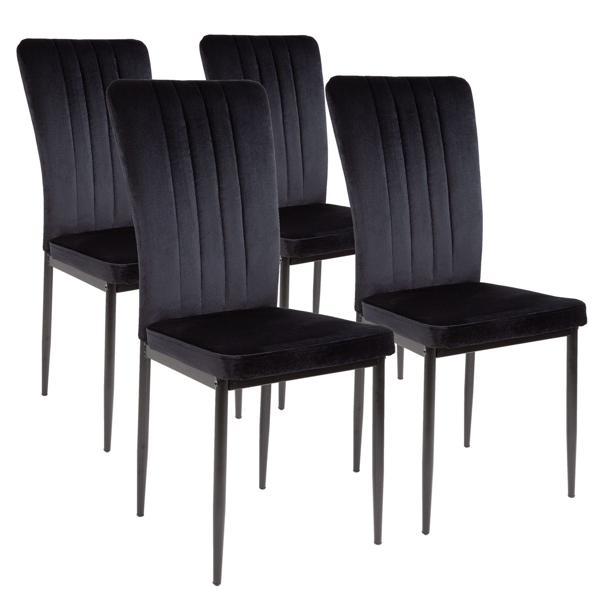 Albatros International Esszimmerstuhl Esszimmer Stühle 4 er Set MODENA, Stuhl Stühle Esszimmerstühle, Küche (4er Set, Schwarz, Samt Bezug), Küchenstuhl Küchenstühle Essstühle für den Esstisch Ess Stühle