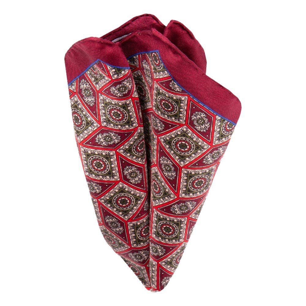 BGENTS Einstecktuch Handrolliertes Einstecktuch aus Seiden-Twill mit geometrischem Muster, Besondere Farbbrillanz Rot