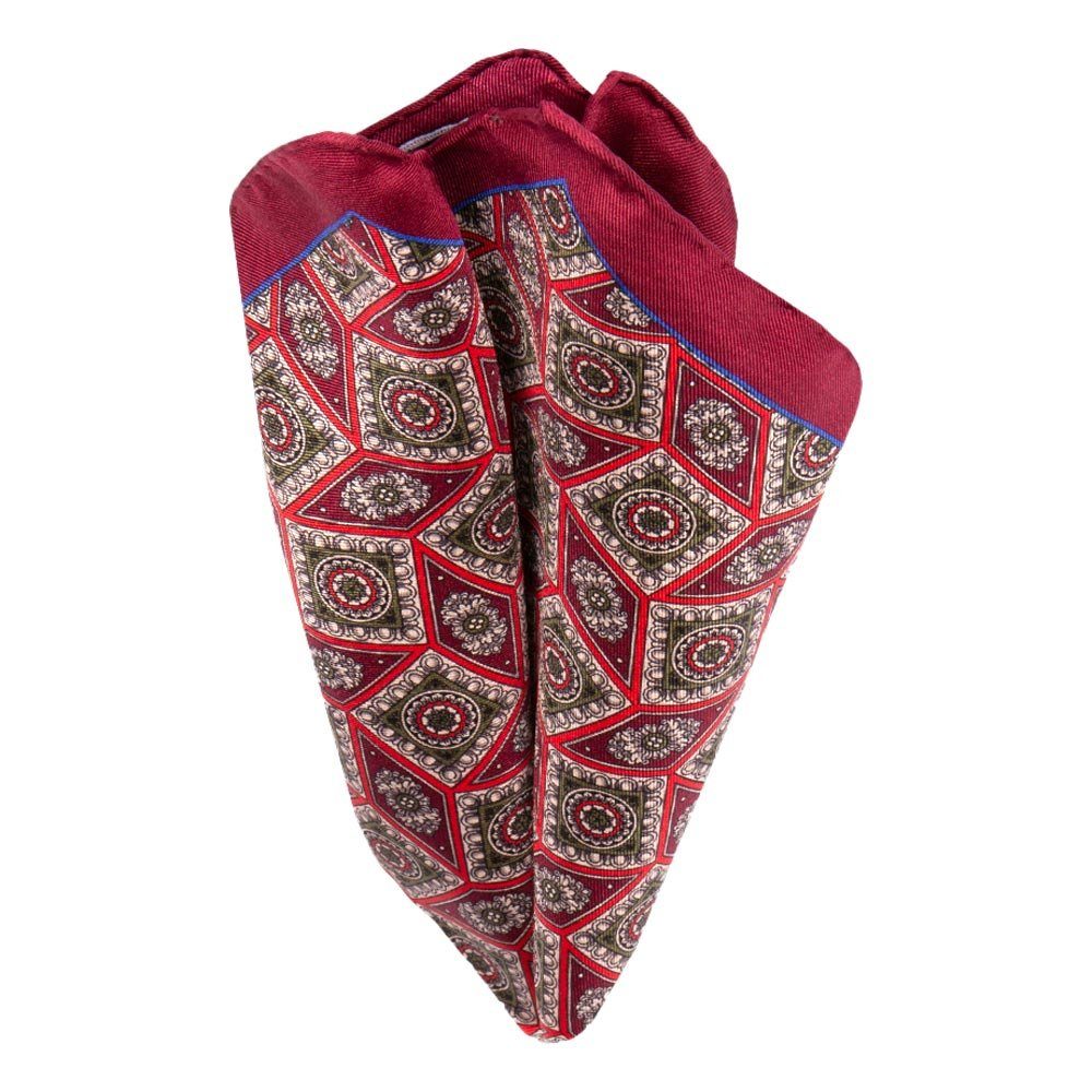 BGENTS Einstecktuch Handrolliertes Einstecktuch aus Seiden-Twill mit geometrischem Muster, Besondere Farbbrillanz