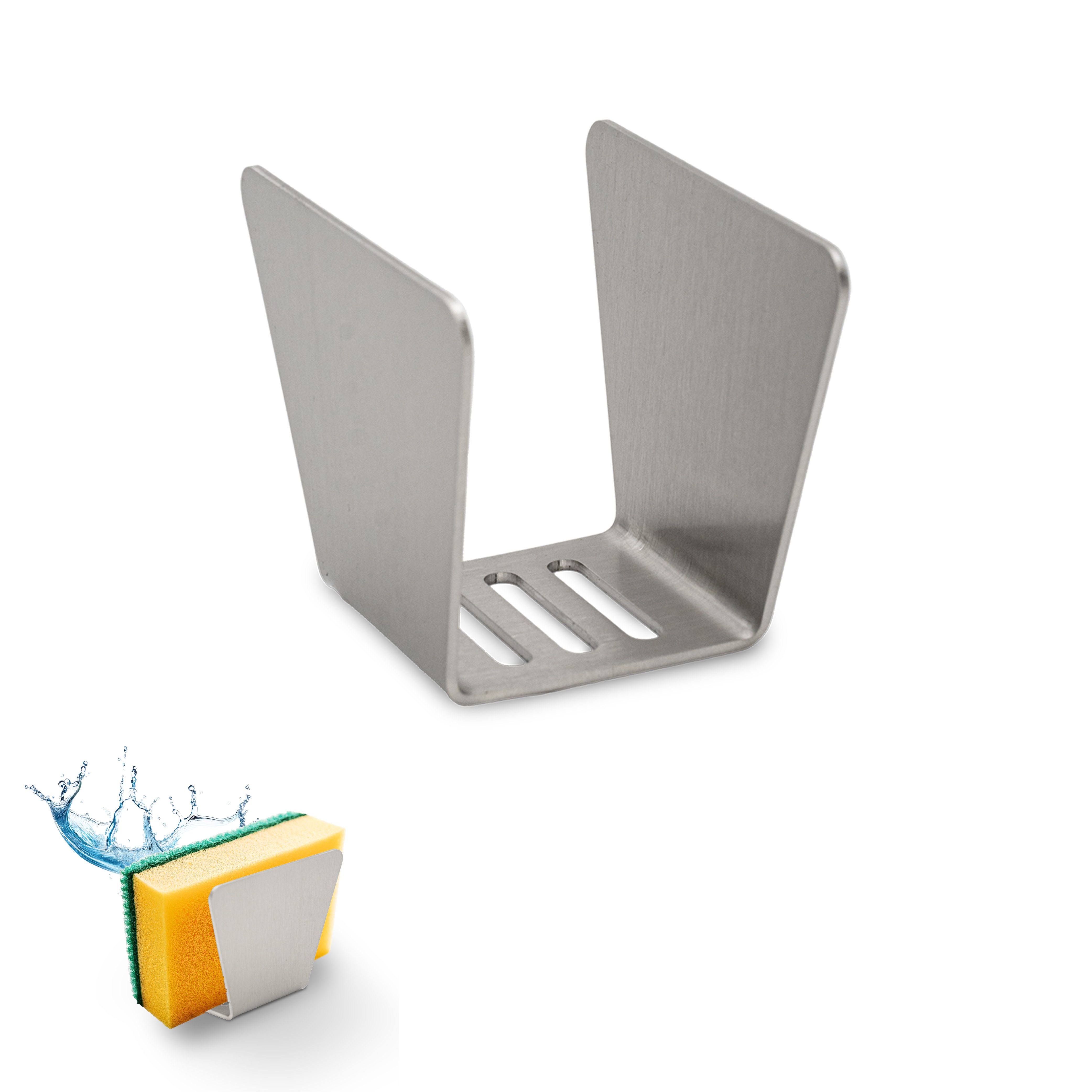 Feuerfest 123 GmbH Spültuchhalter aus Edelstahl ohne Bohren - Für Spülbecken, Küche, Wand - Zum Kleben, Wandhalter für Spültucher - Spüllappenhalter Geschirrtuchhalter