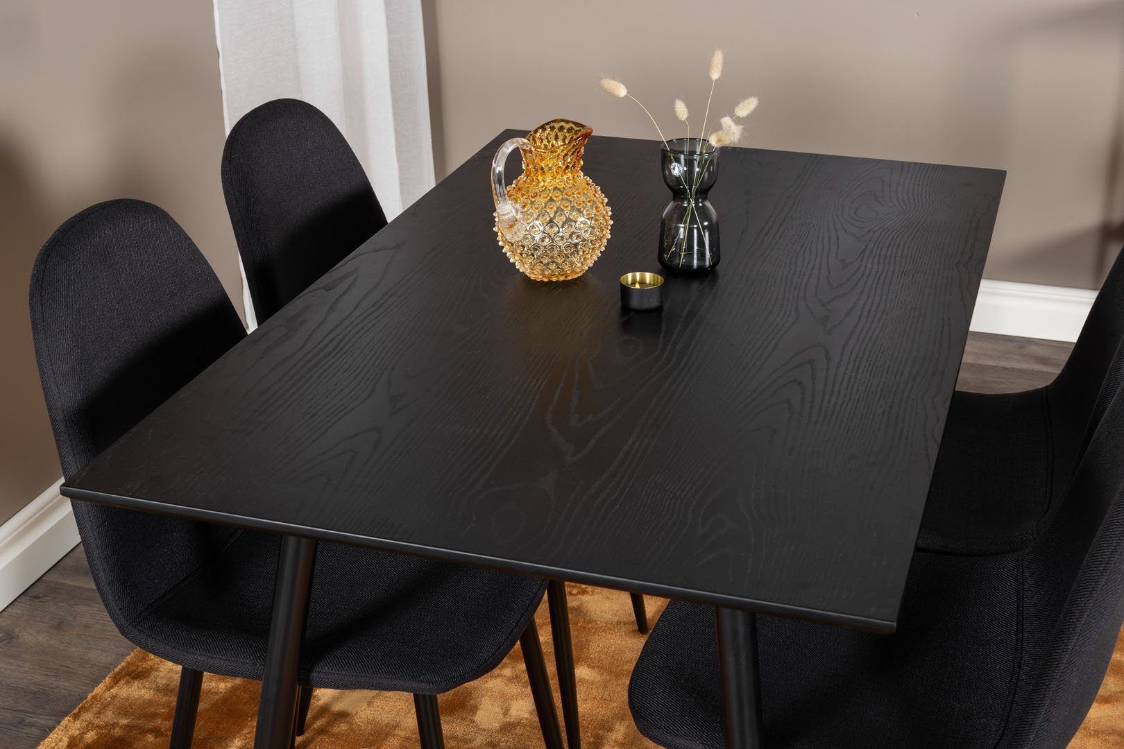 ebuy24 Essgruppe Dipp120x85BLBR Esstisch (5-tlg) Po, schwarz 4 und Essgruppe