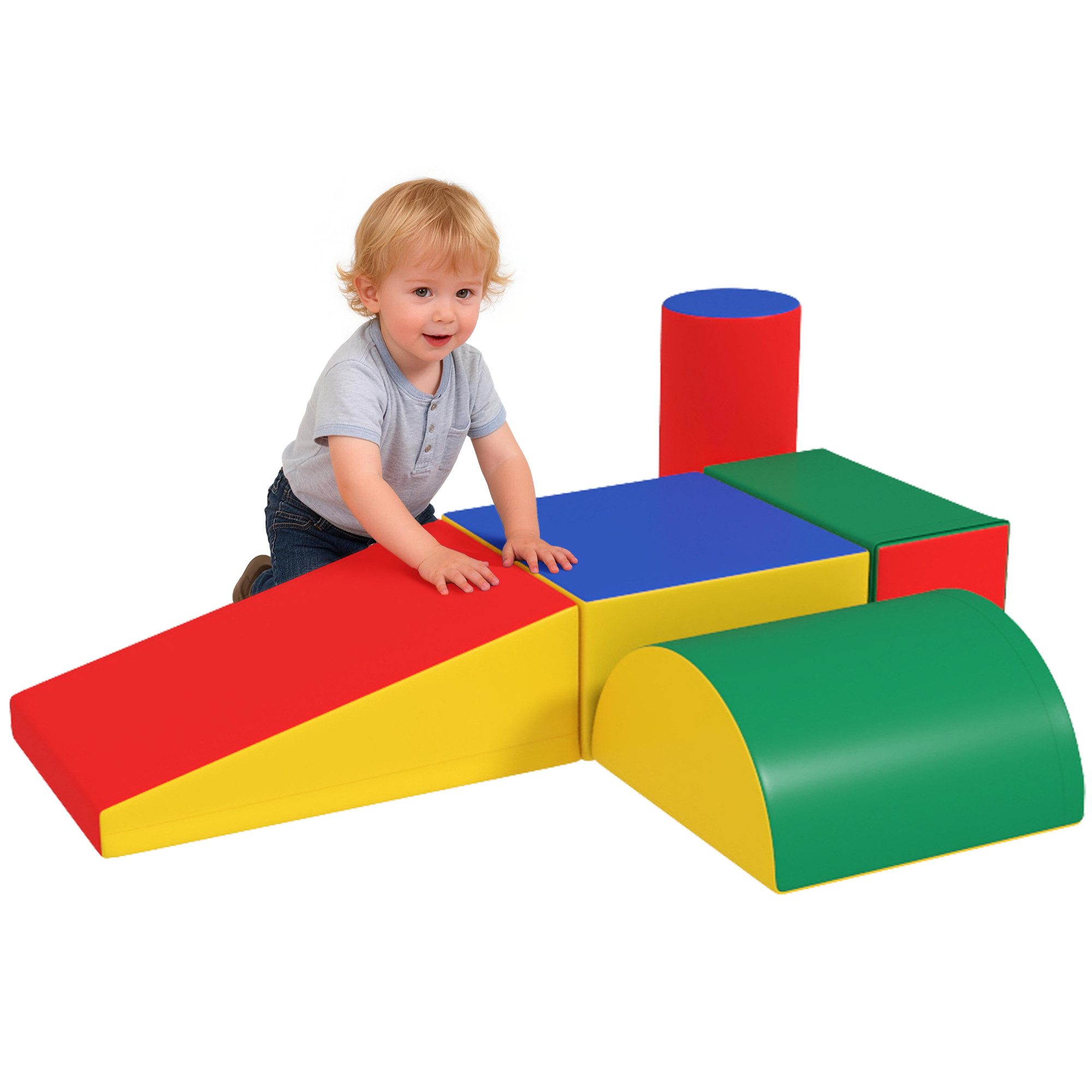 HOMCOM 5er-Set Bauklötze Bauspielzeug zum krabbeln, klettern Spielbausteine, (Riesenbausteine, 5 St., Bausteinset), für Baby & Kleinkinder Mehrfarbig