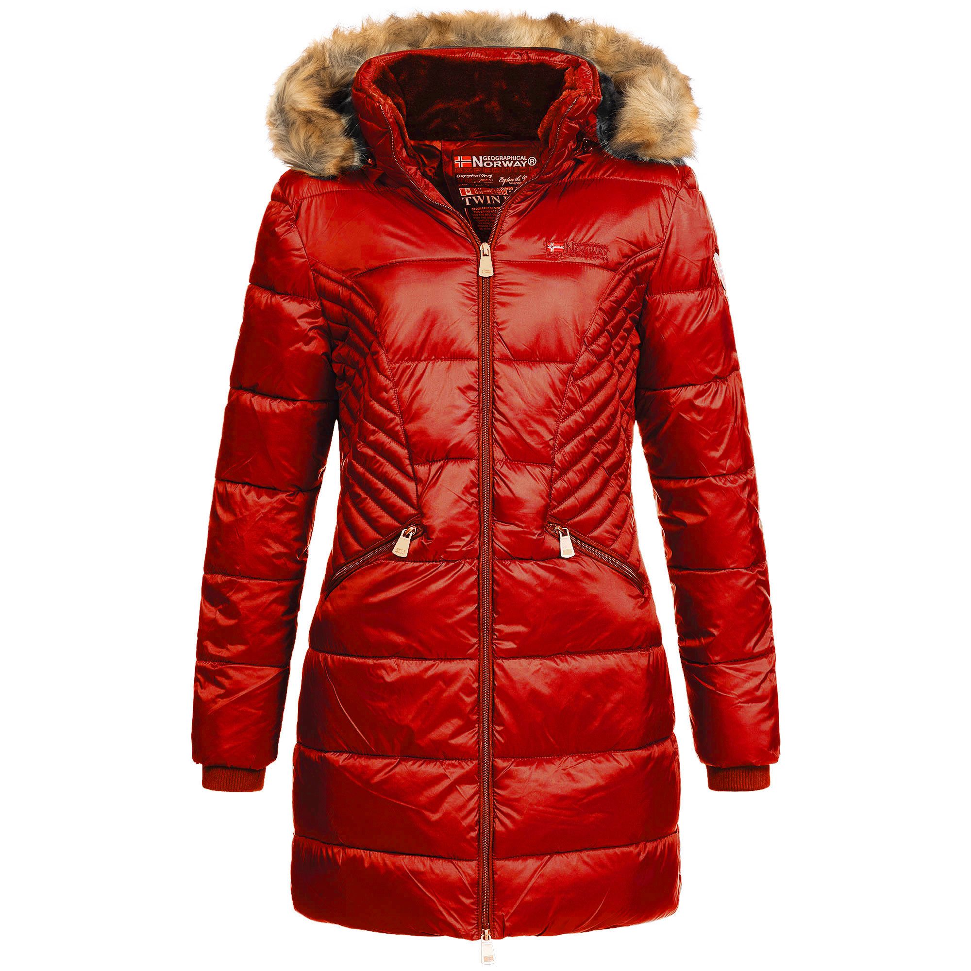Geographical Norway Parka Damen Outdoor Winter Jacke Mantel Parka lang geschnitten ABE